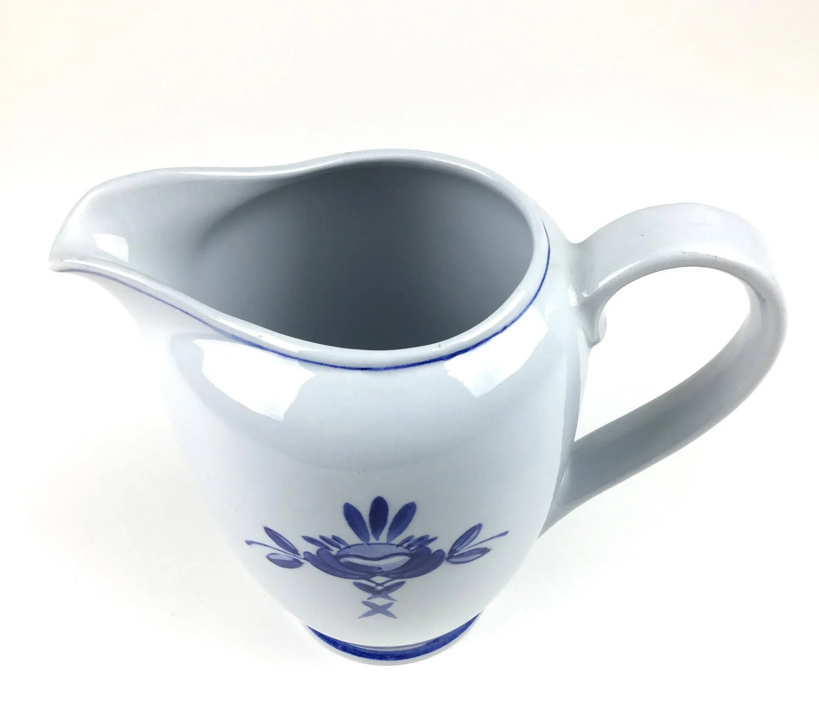 Arabia Blue Rose Pattern Vintage Pitcher or Vase - 2