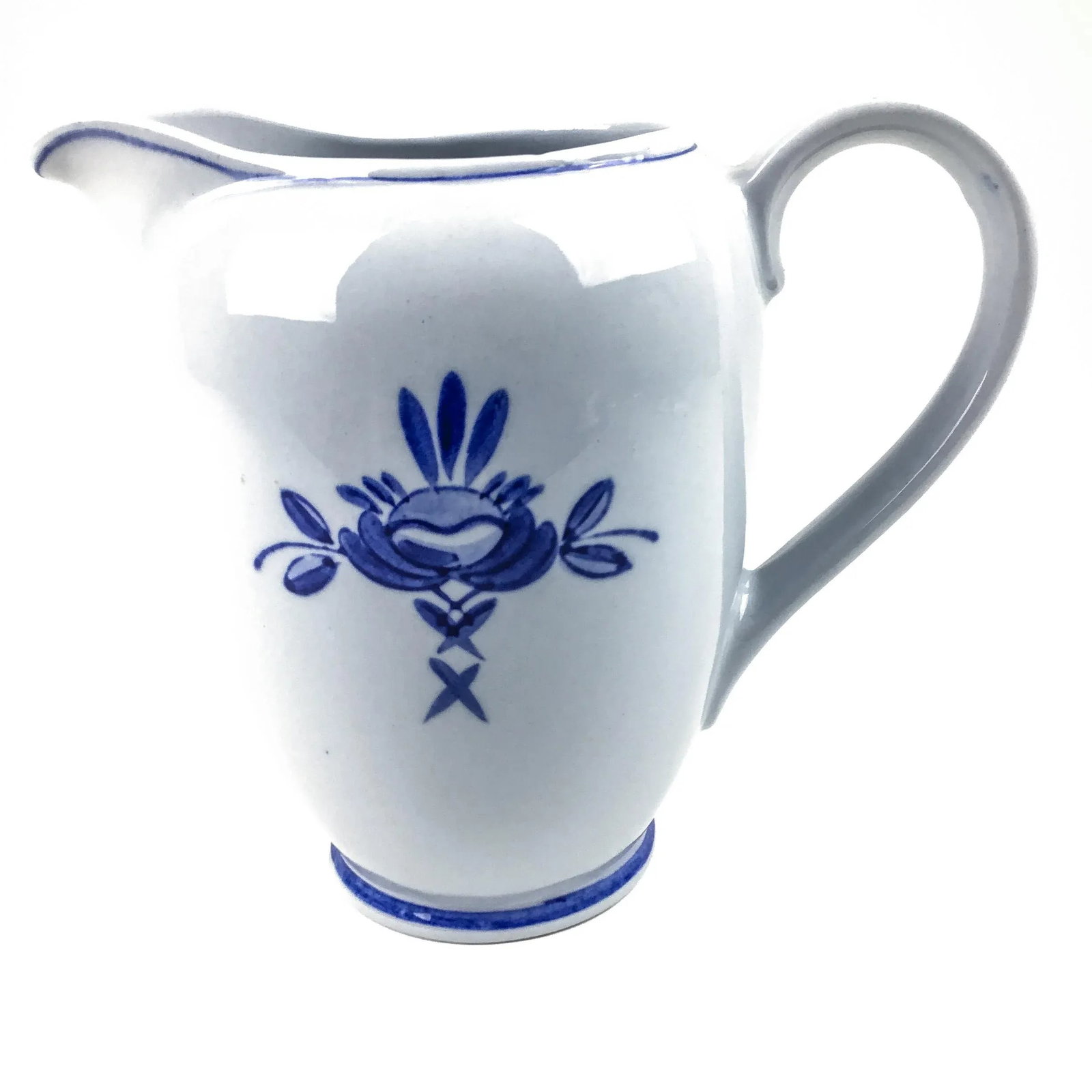 Arabia Blue Rose Pattern Vintage Pitcher or Vase - 3
