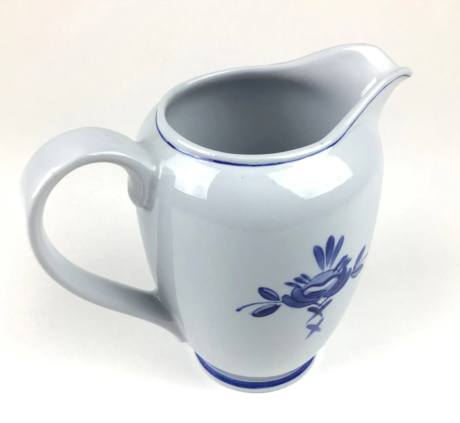 Arabia Blue Rose Pattern Vintage Pitcher or Vase - 4
