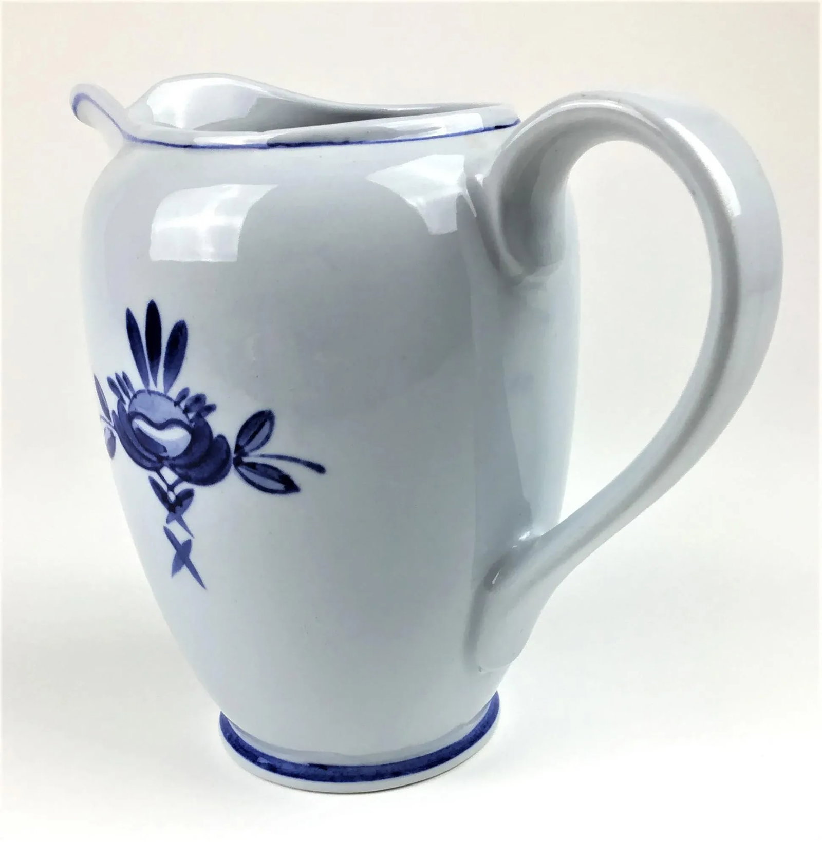 Arabia Blue Rose Pattern Vintage Pitcher or Vase - 5
