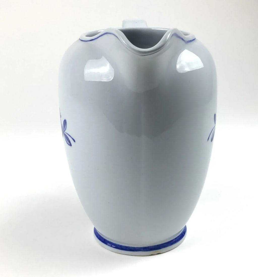 Arabia Blue Rose Pattern Vintage Pitcher or Vase - 7