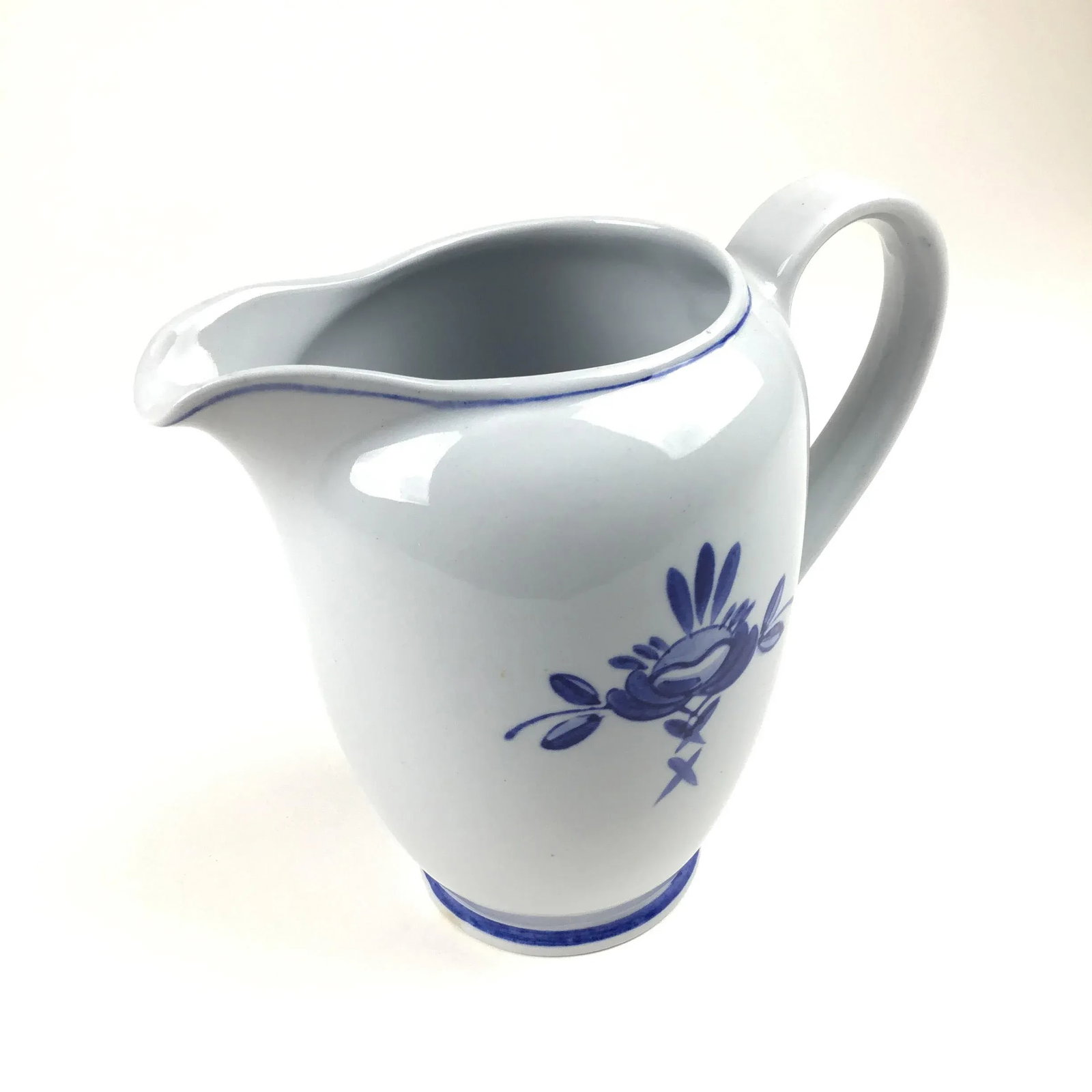 Arabia Blue Rose Pattern Vintage Pitcher or Vase - 8