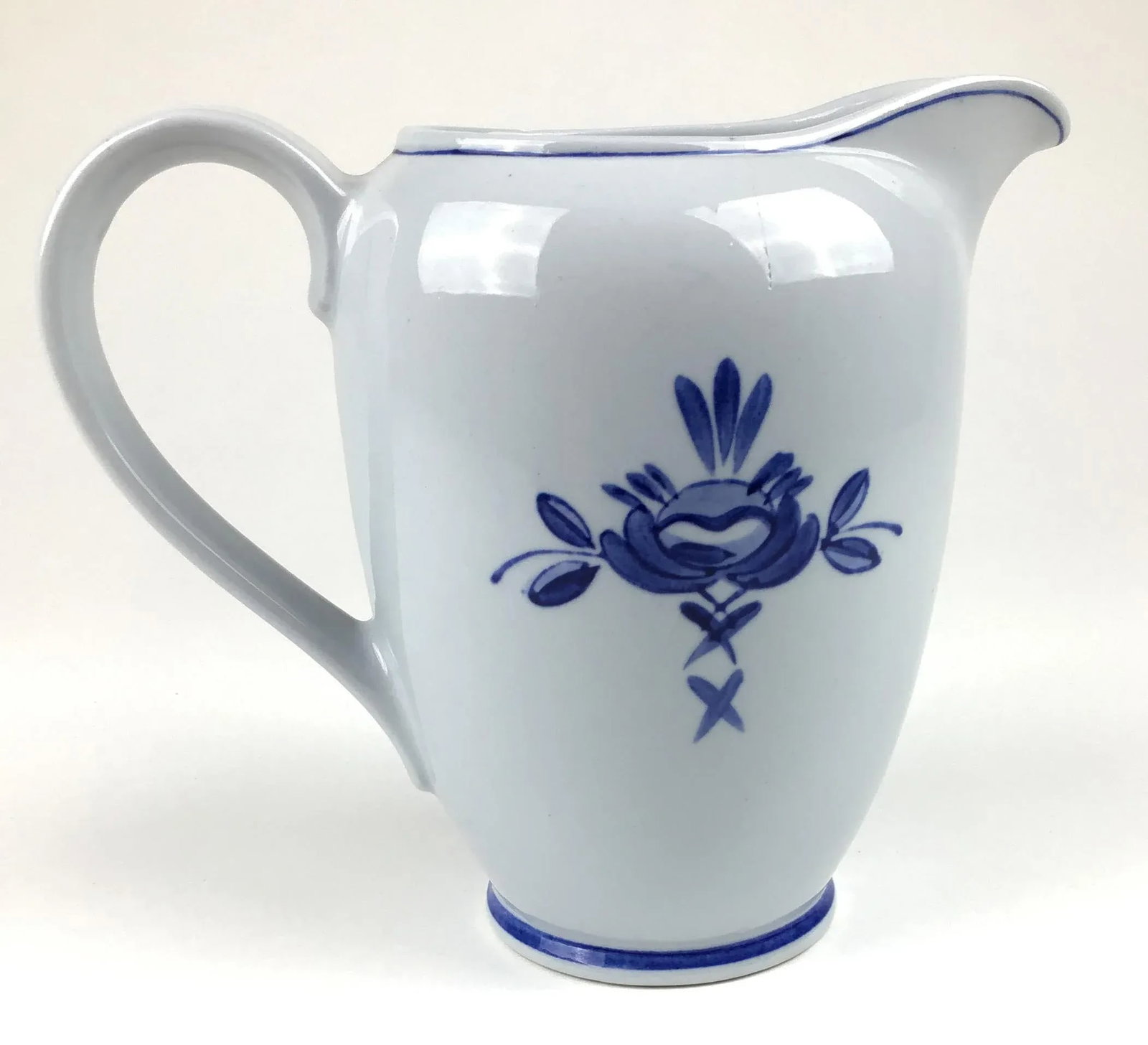 Arabia Blue Rose Pattern Vintage Pitcher or Vase - 9