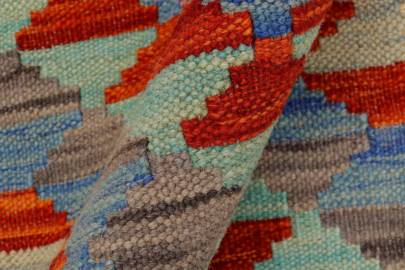 Bohemian Turkish Kilim Gold Rust Hand-Woven Wool Rug - 7