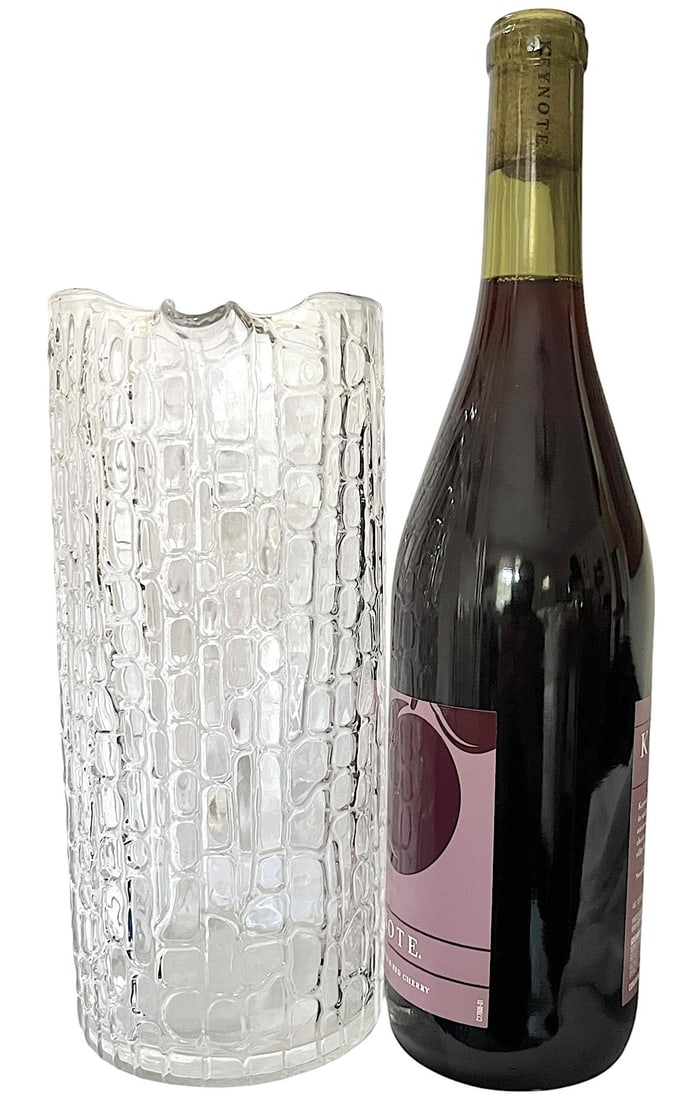 Vintage Textured Glass Pitcher in the Style of Gucci | Crocodile Embossed Ice Bucket Barware Aesthet - 3