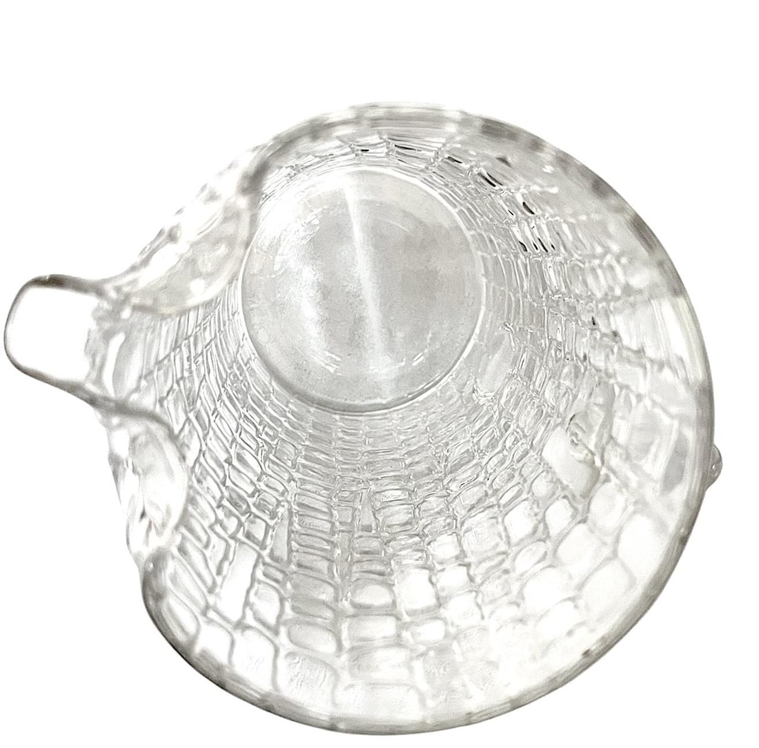 Vintage Textured Glass Pitcher in the Style of Gucci | Crocodile Embossed Ice Bucket Barware Aesthet - 7
