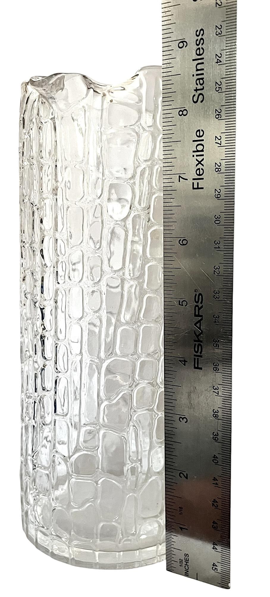 Vintage Textured Glass Pitcher in the Style of Gucci | Crocodile Embossed Ice Bucket Barware Aesthet - 8