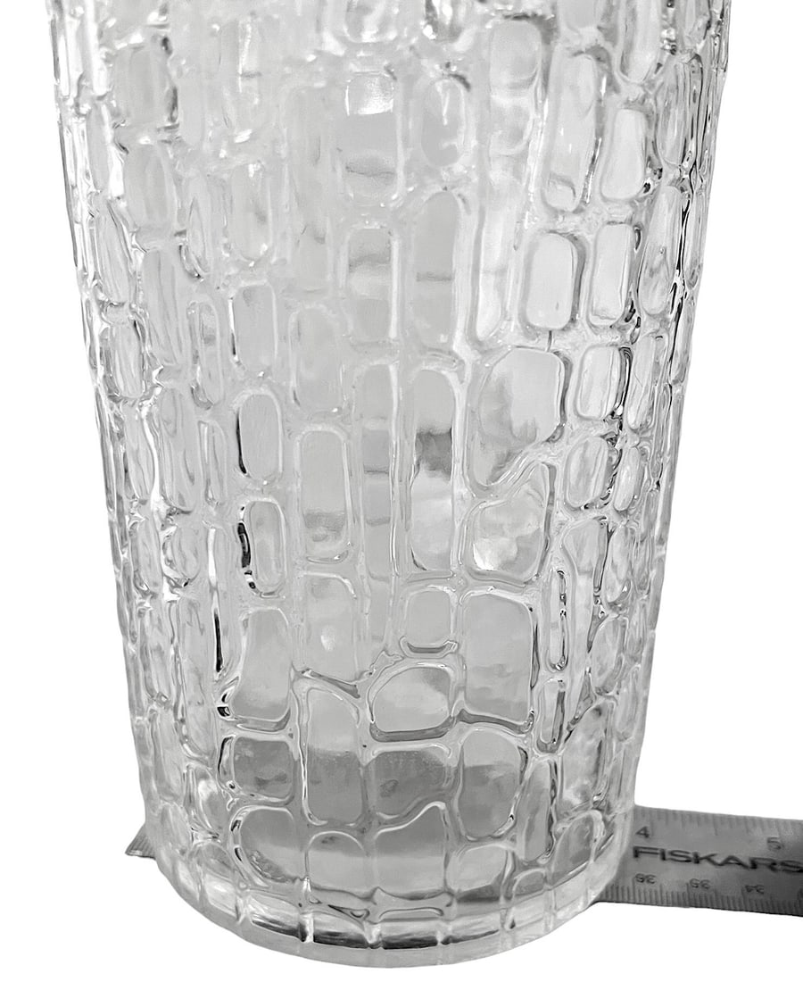 Vintage Textured Glass Pitcher in the Style of Gucci | Crocodile Embossed Ice Bucket Barware Aesthet - 9