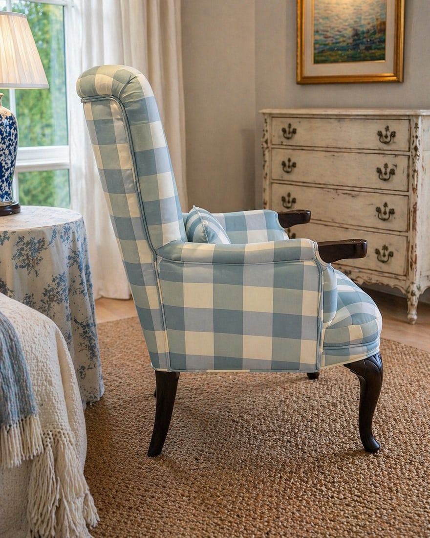 Antique Armchair | Lee Jofa Silk Upholstery - 3