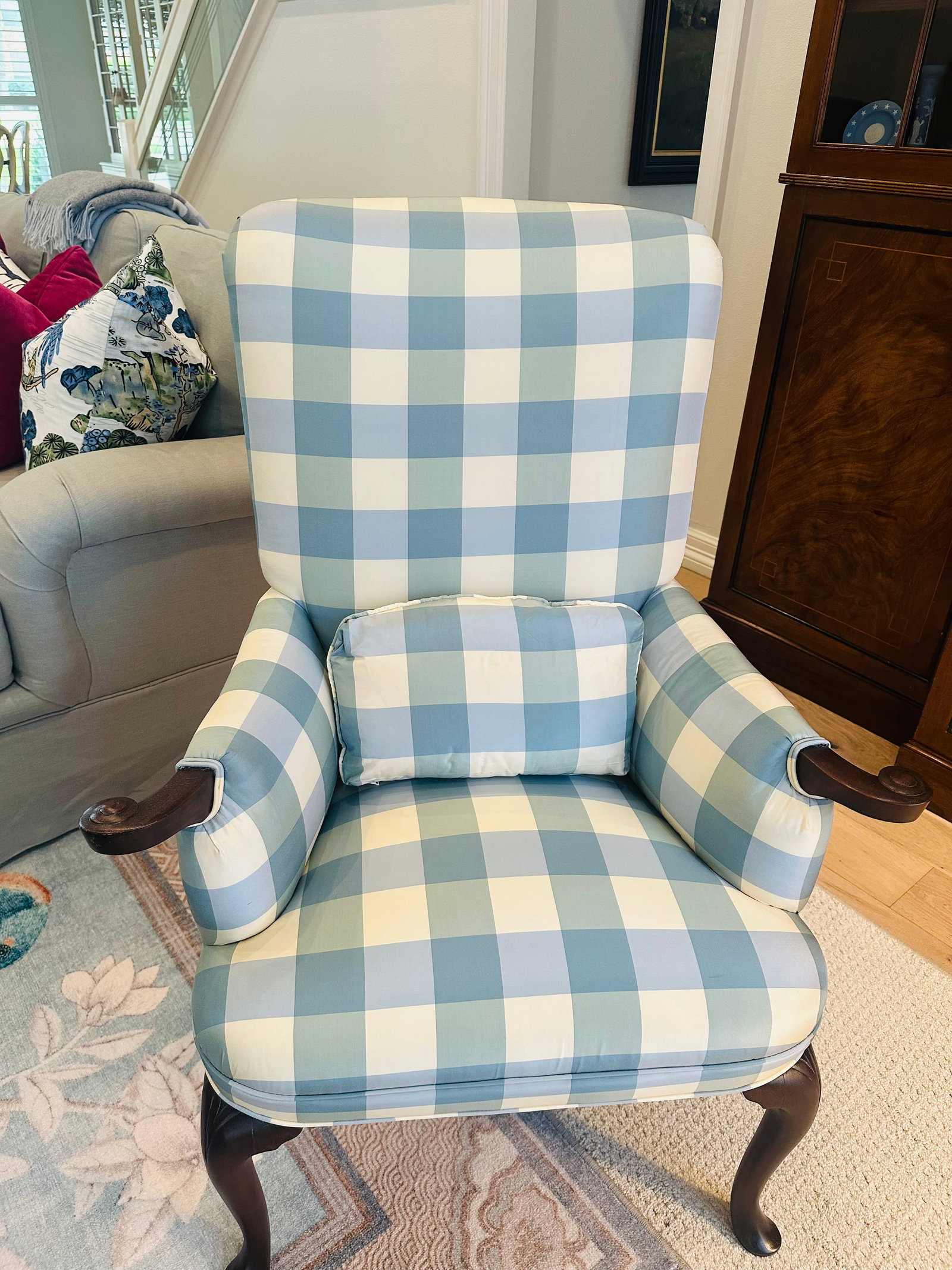 Antique Armchair | Lee Jofa Silk Upholstery - 8
