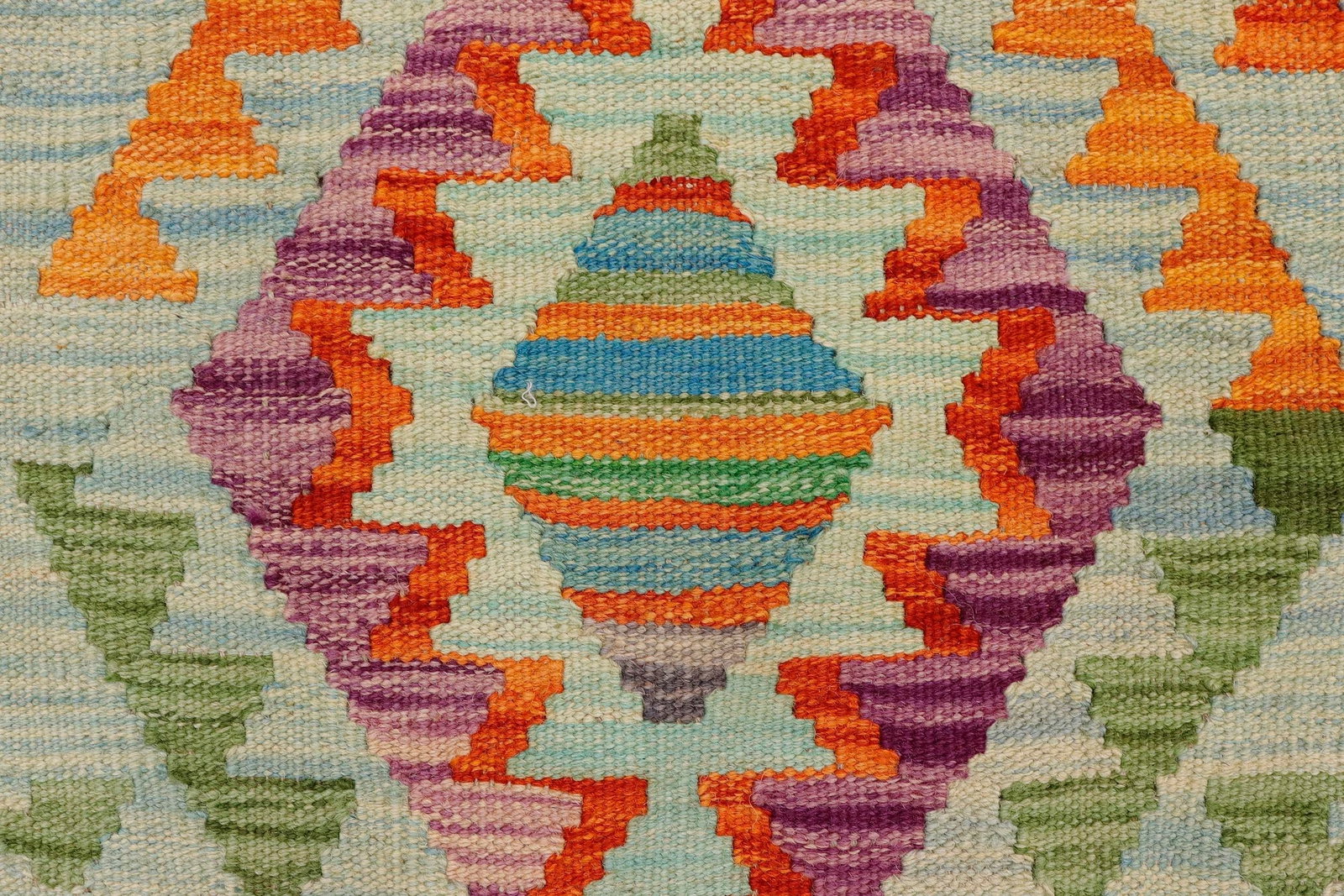 Southwestern Kilim Blue Beige Hand-Woven Wool Rug 2'0'' X 3'1'' - 5