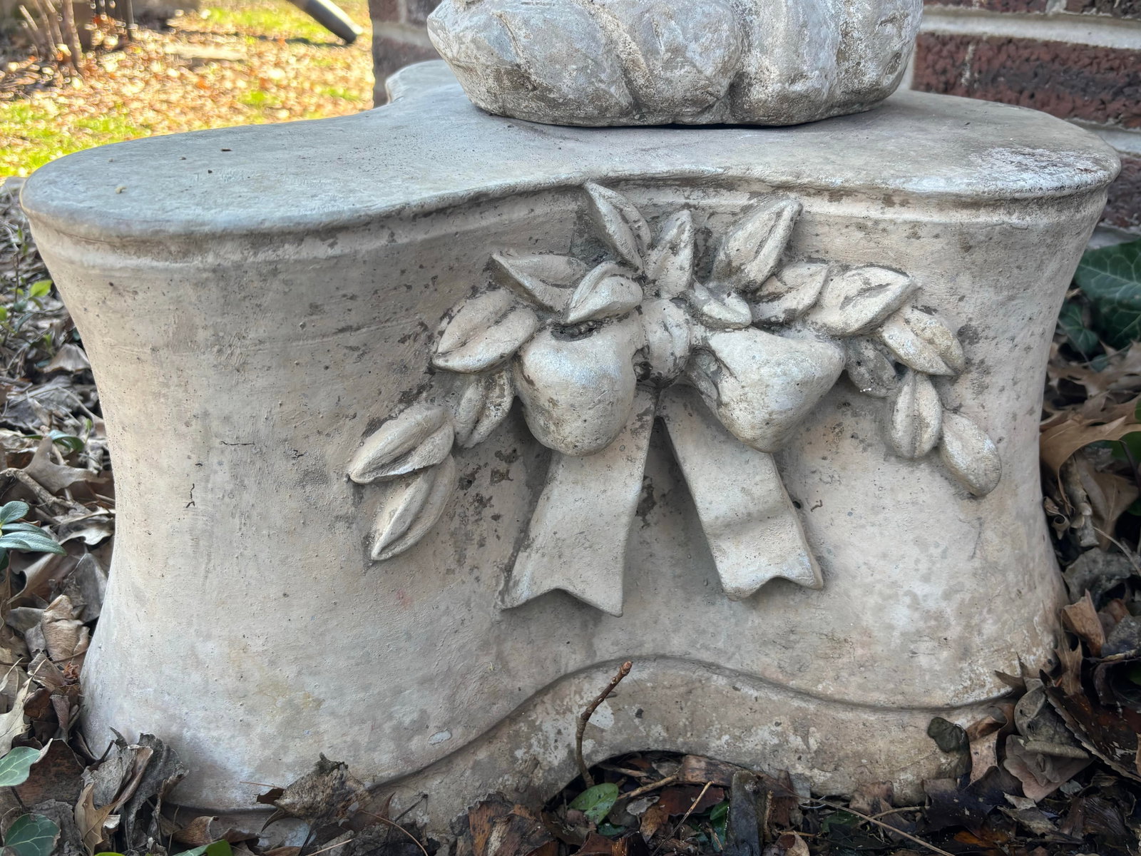 Late 20th Century Cast Stone Garden Fountain Statue Pedestal - Romantic European Garden Accent With - 11