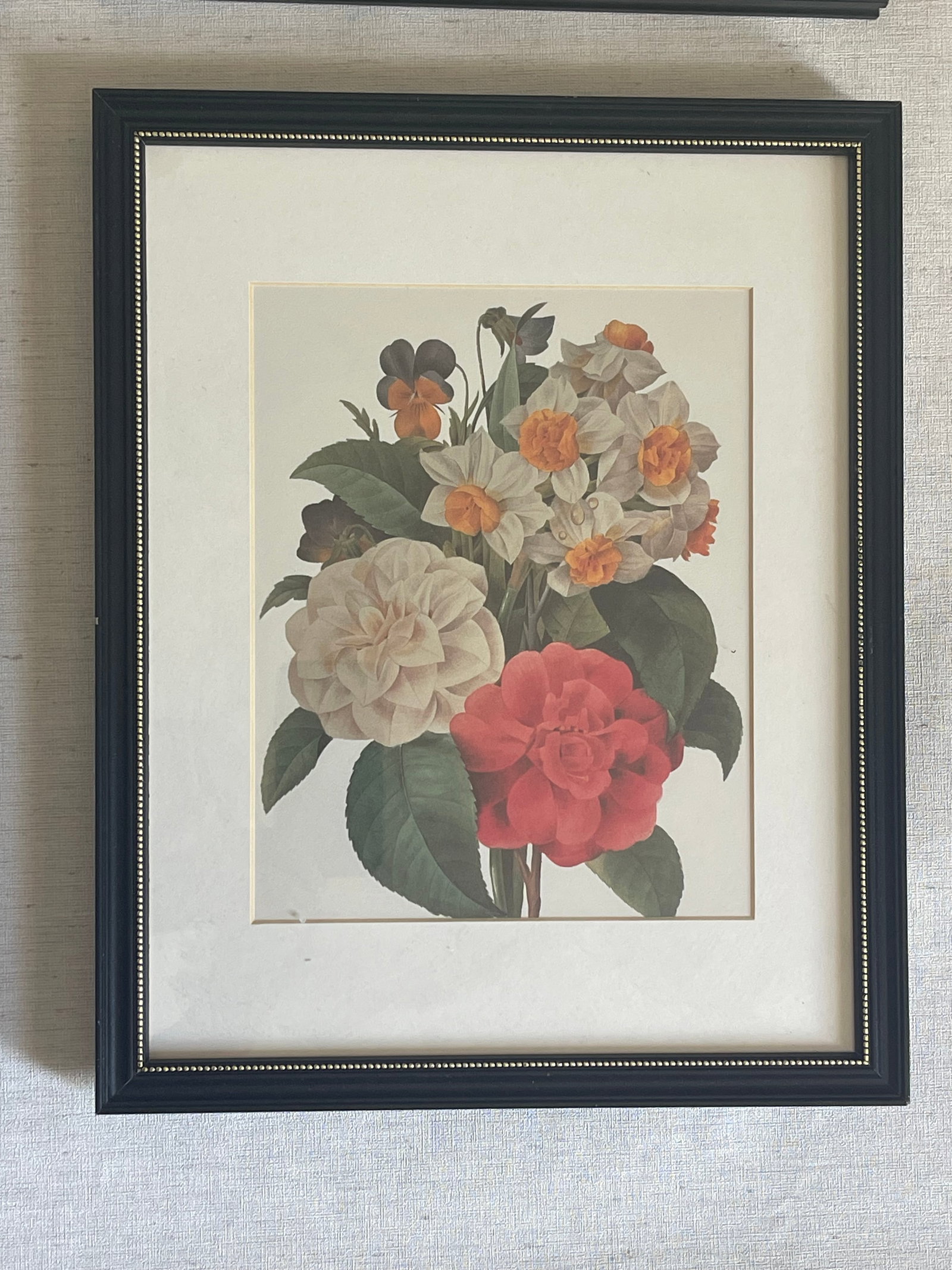 1960s Set of 4 P.J. Redoute Botanical Floral Chromolithographs Framed Reproduction - 3