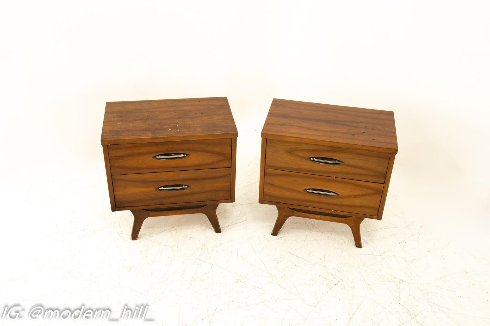 Mid-Century Modern Walnut Nightstands - Set of 2 - 3