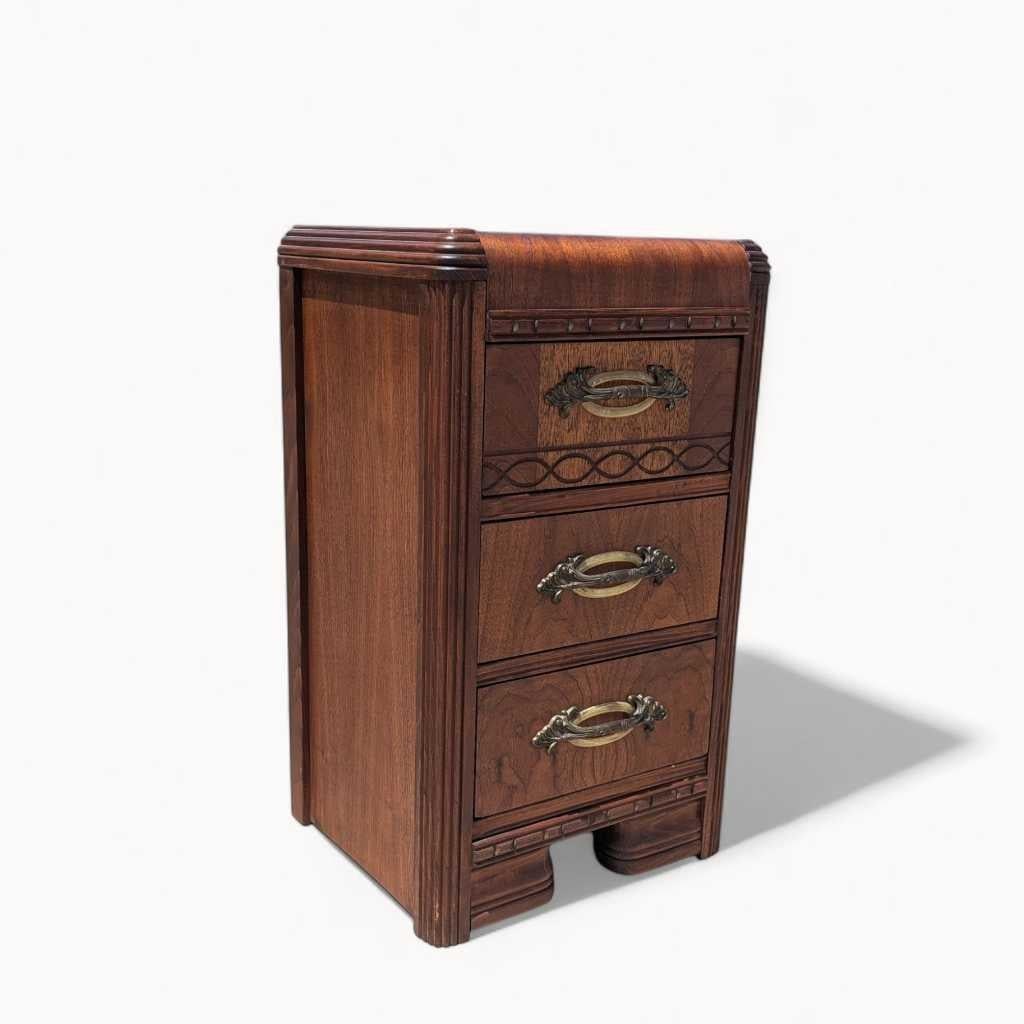 1930s Art Deco Waterfall Three-Drawer Nightstand - 12