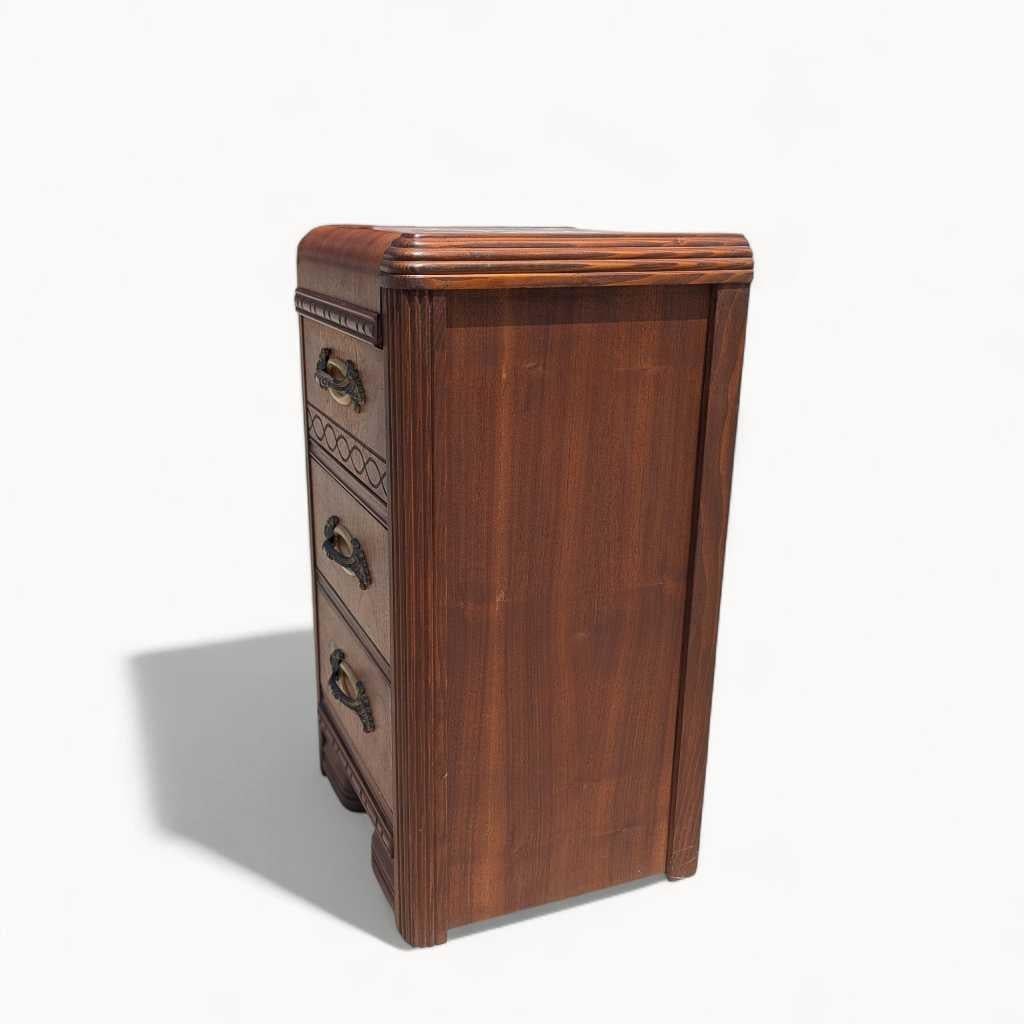 1930s Art Deco Waterfall Three-Drawer Nightstand - 13