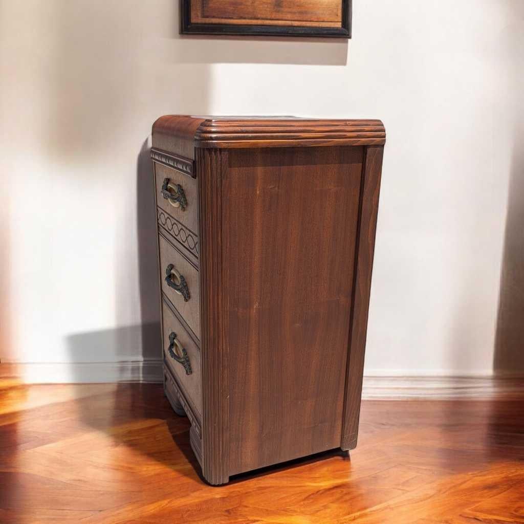 1930s Art Deco Waterfall Three-Drawer Nightstand - 2