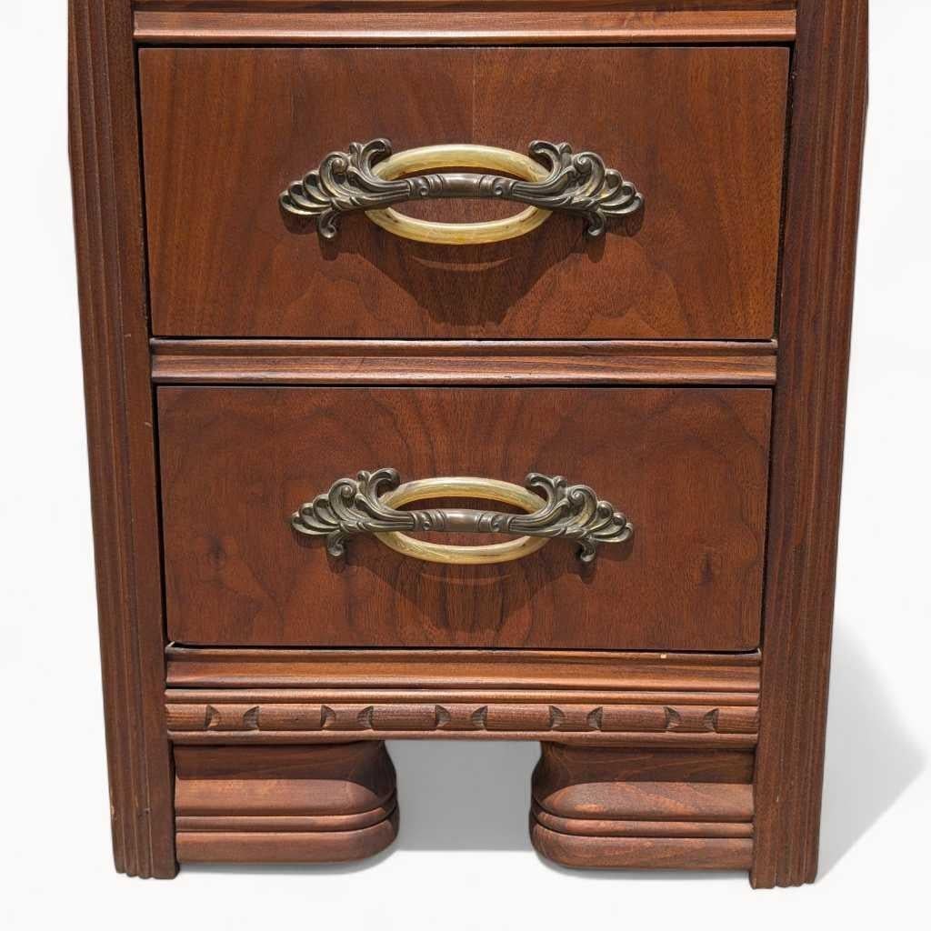 1930s Art Deco Waterfall Three-Drawer Nightstand - 3