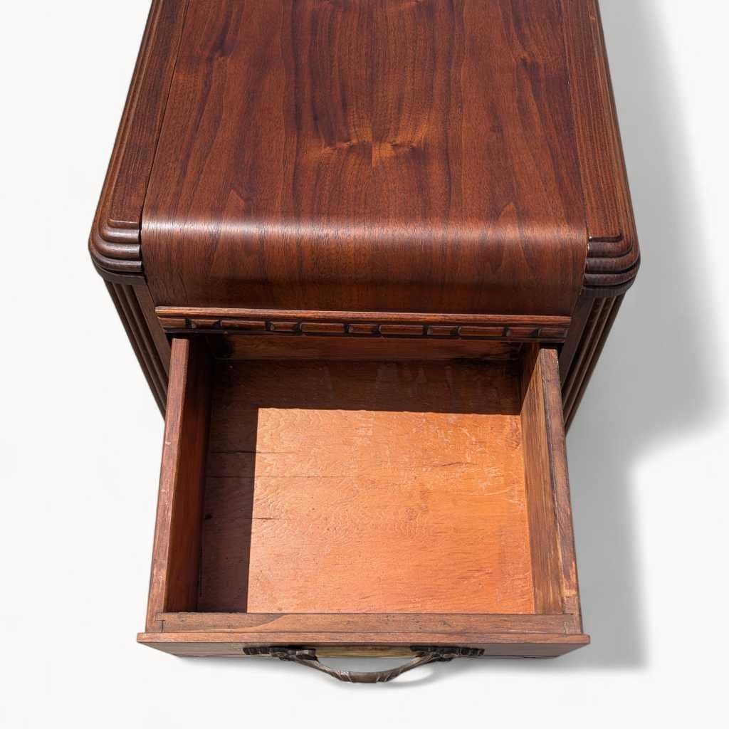 1930s Art Deco Waterfall Three-Drawer Nightstand - 7