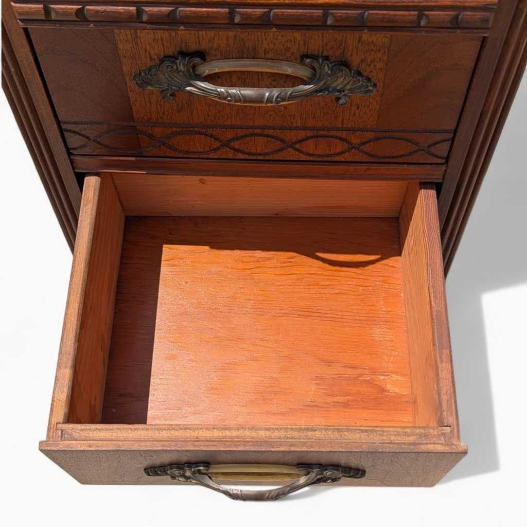 1930s Art Deco Waterfall Three-Drawer Nightstand - 8