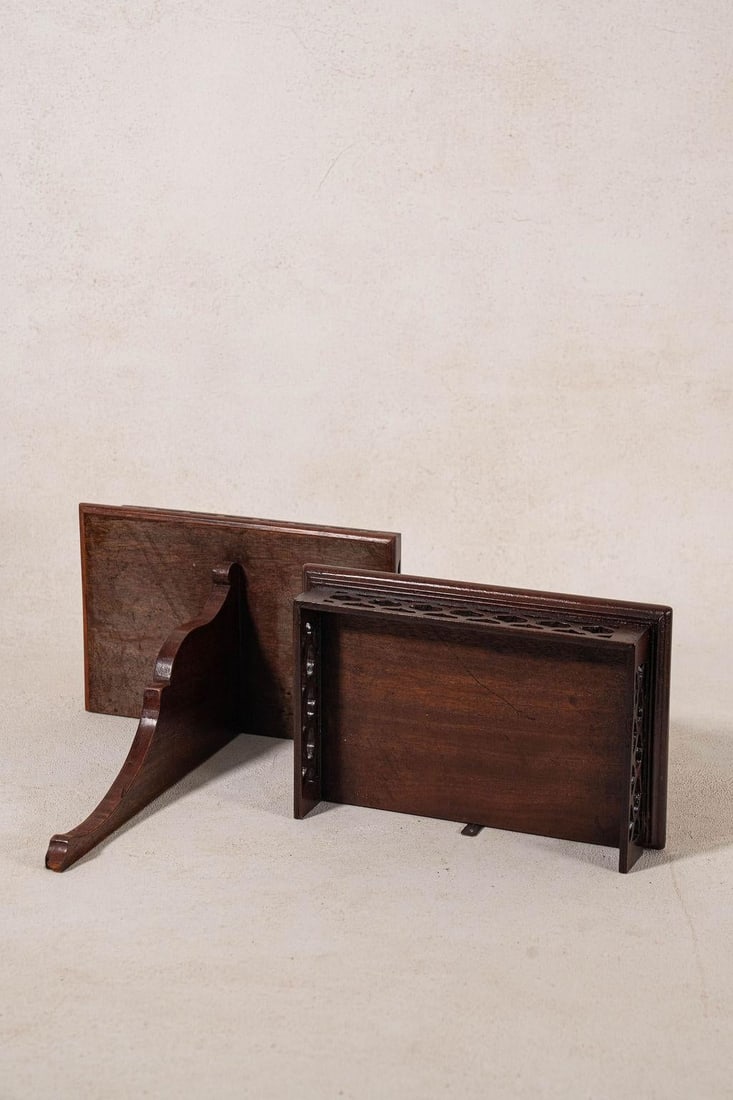 19th Century Pair English Mahogany Wall Brackets With Carved Shelf - 2