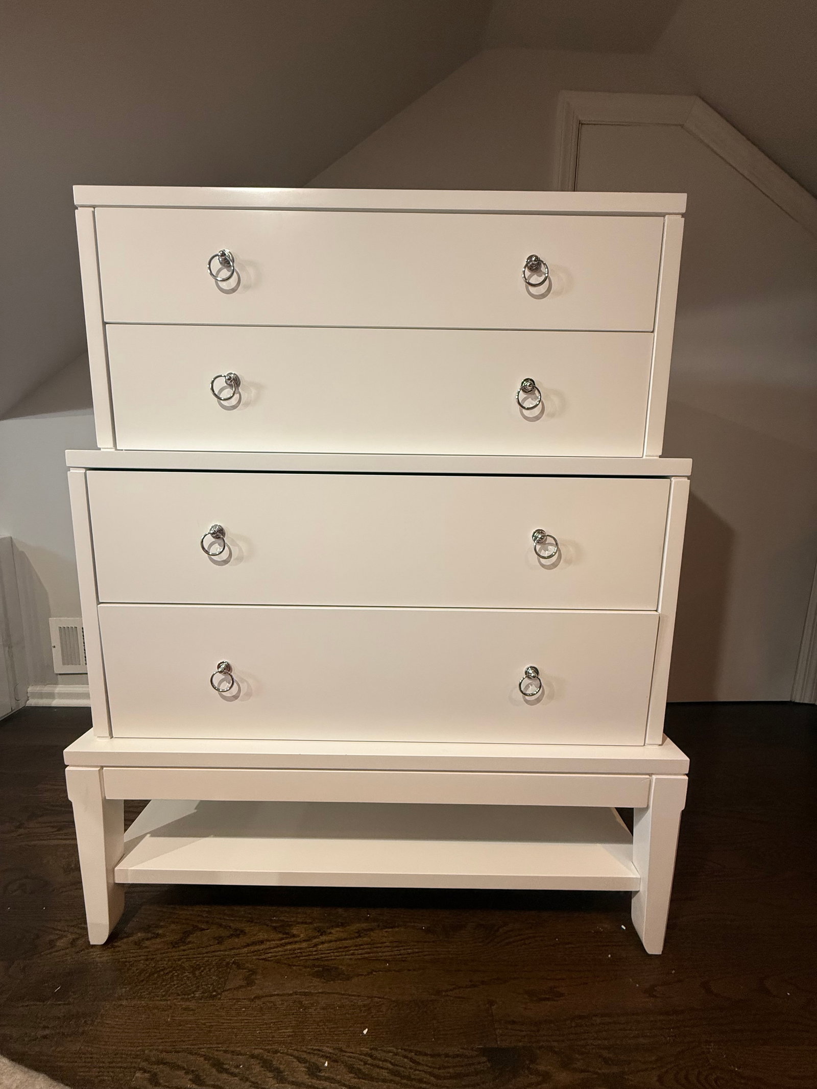 Bungalow 5 Pandora Tall 4-Drawer, White Lacquer Dresser, Attributed - 5