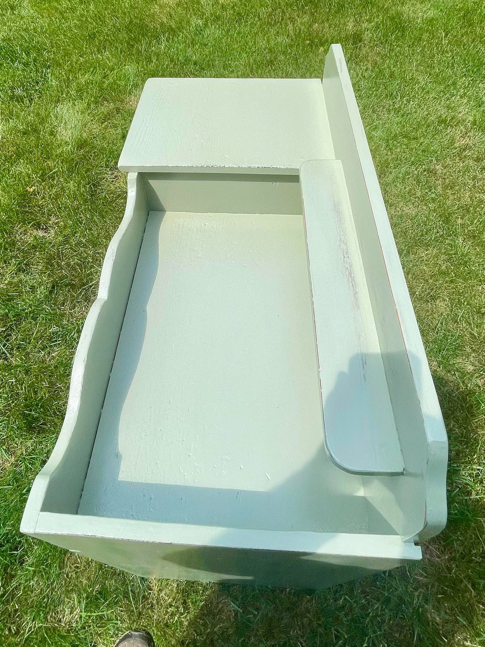Restored Mid-Century Country Style Sage Green Dry Sink - 10