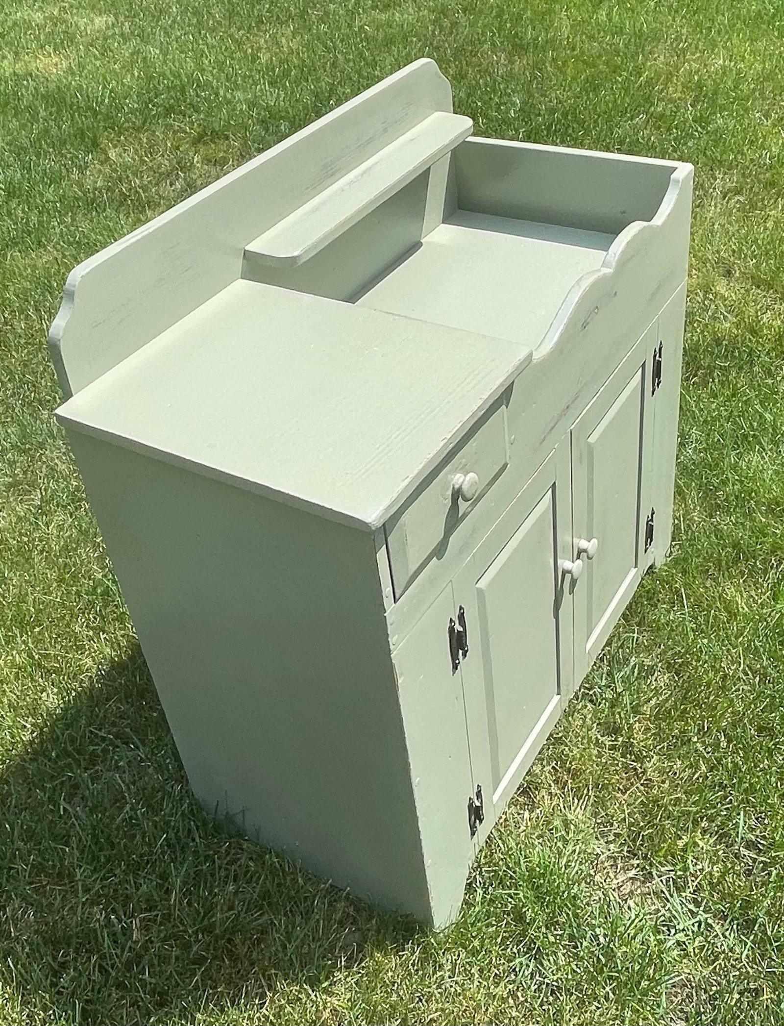 Restored Mid-Century Country Style Sage Green Dry Sink - 2