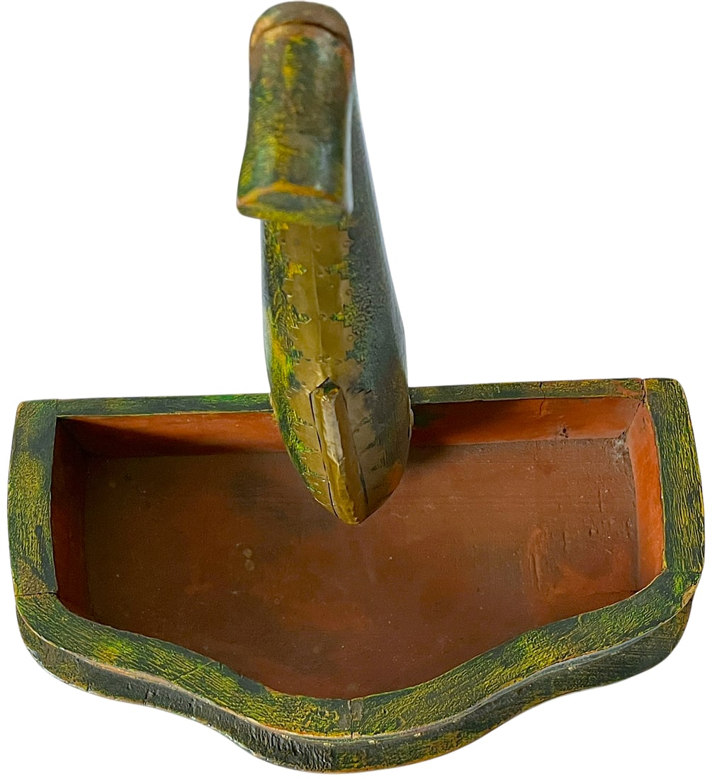 Mid-Century Florentine-Style Artisan-Made Painted Green Wood & Brass Demilune Wall Console Shelf Wit - 6