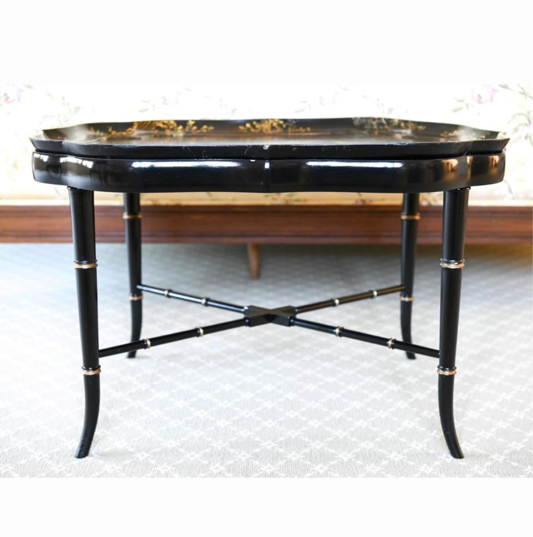 Vintage Chinoiserie Lacquer Tray Table - 2