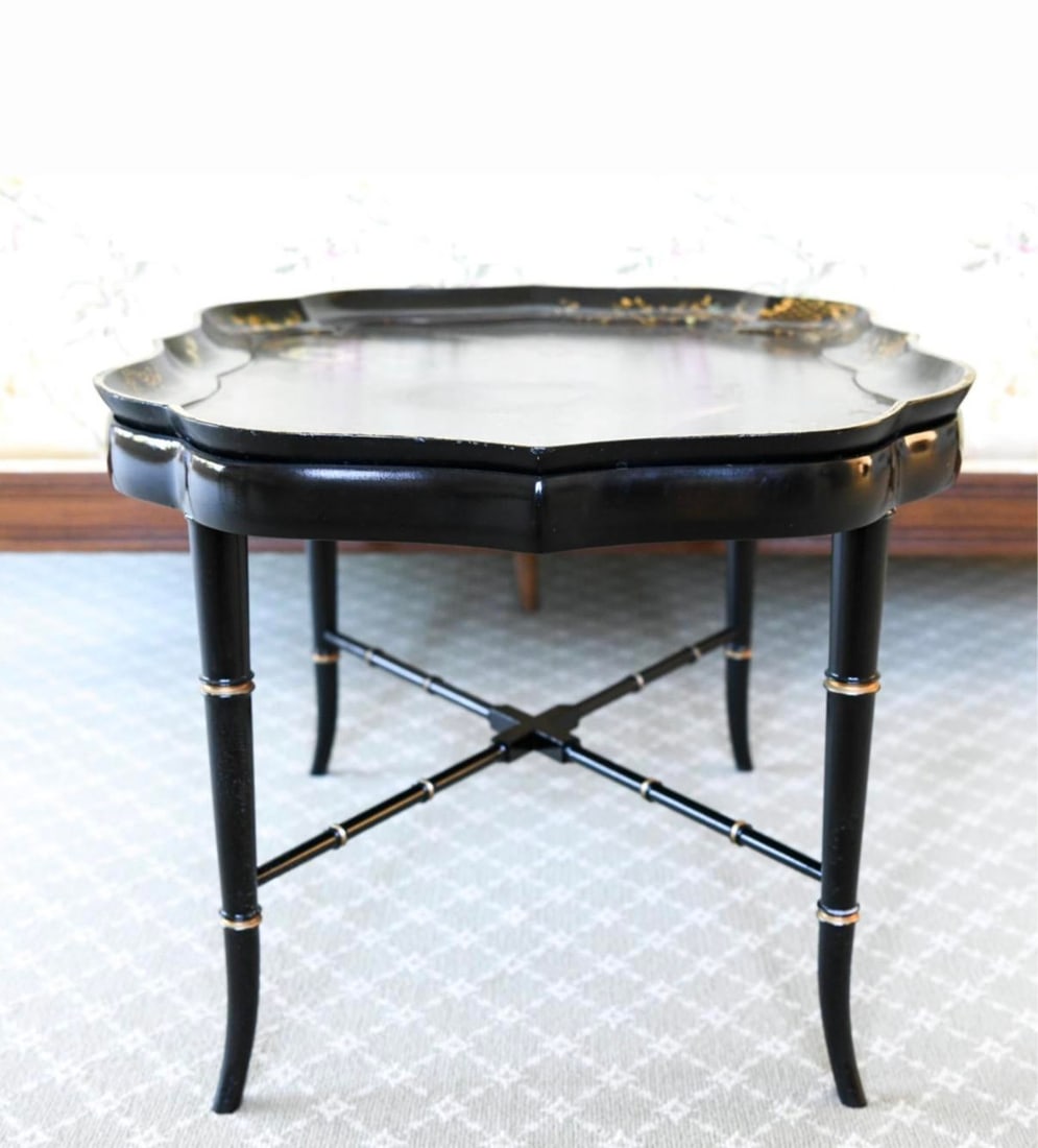 Vintage Chinoiserie Lacquer Tray Table - 8
