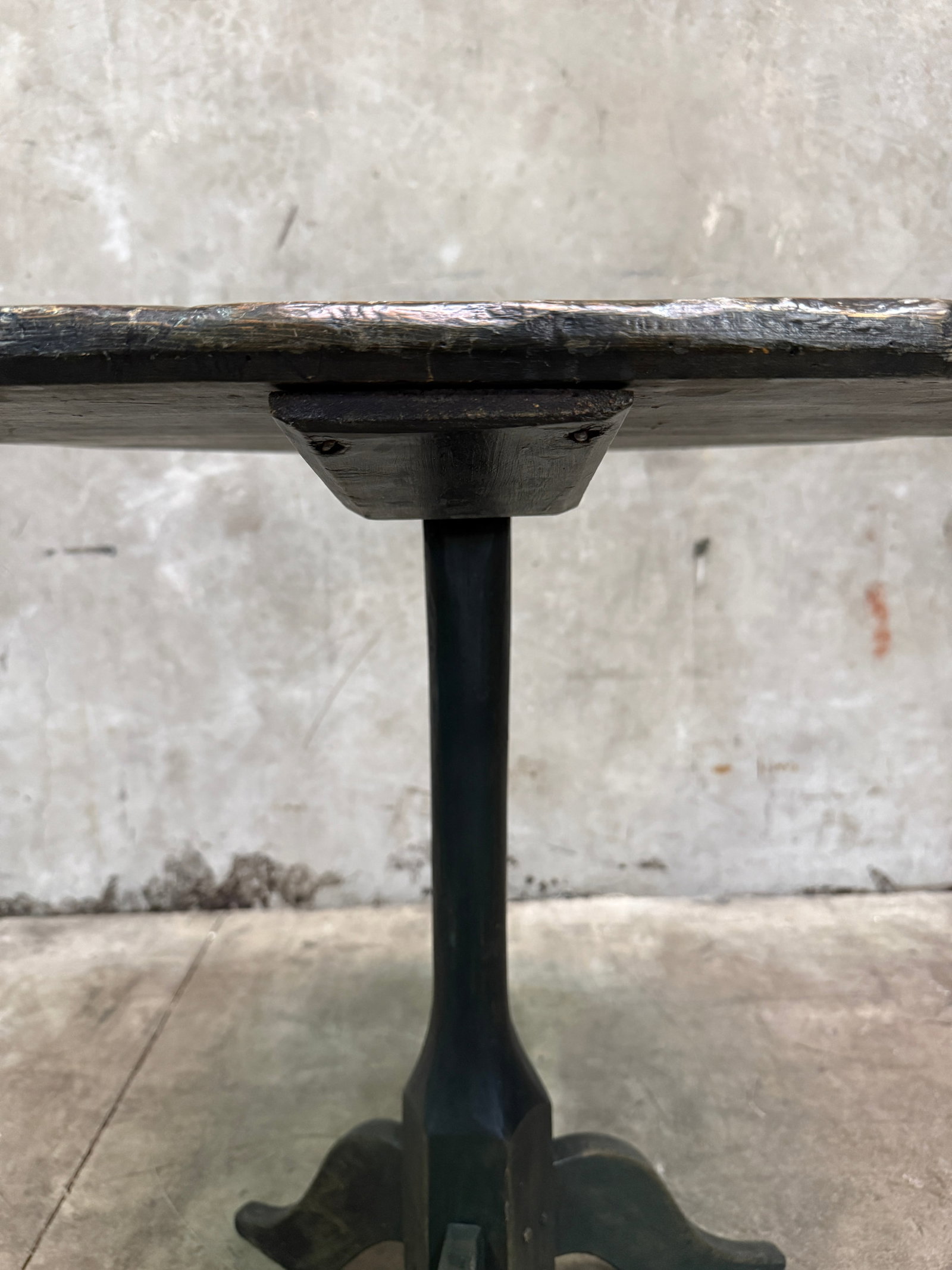 Antique Side Table Octagonal Top Snake Leg Tripod Primitive Green Paint Accent - 5