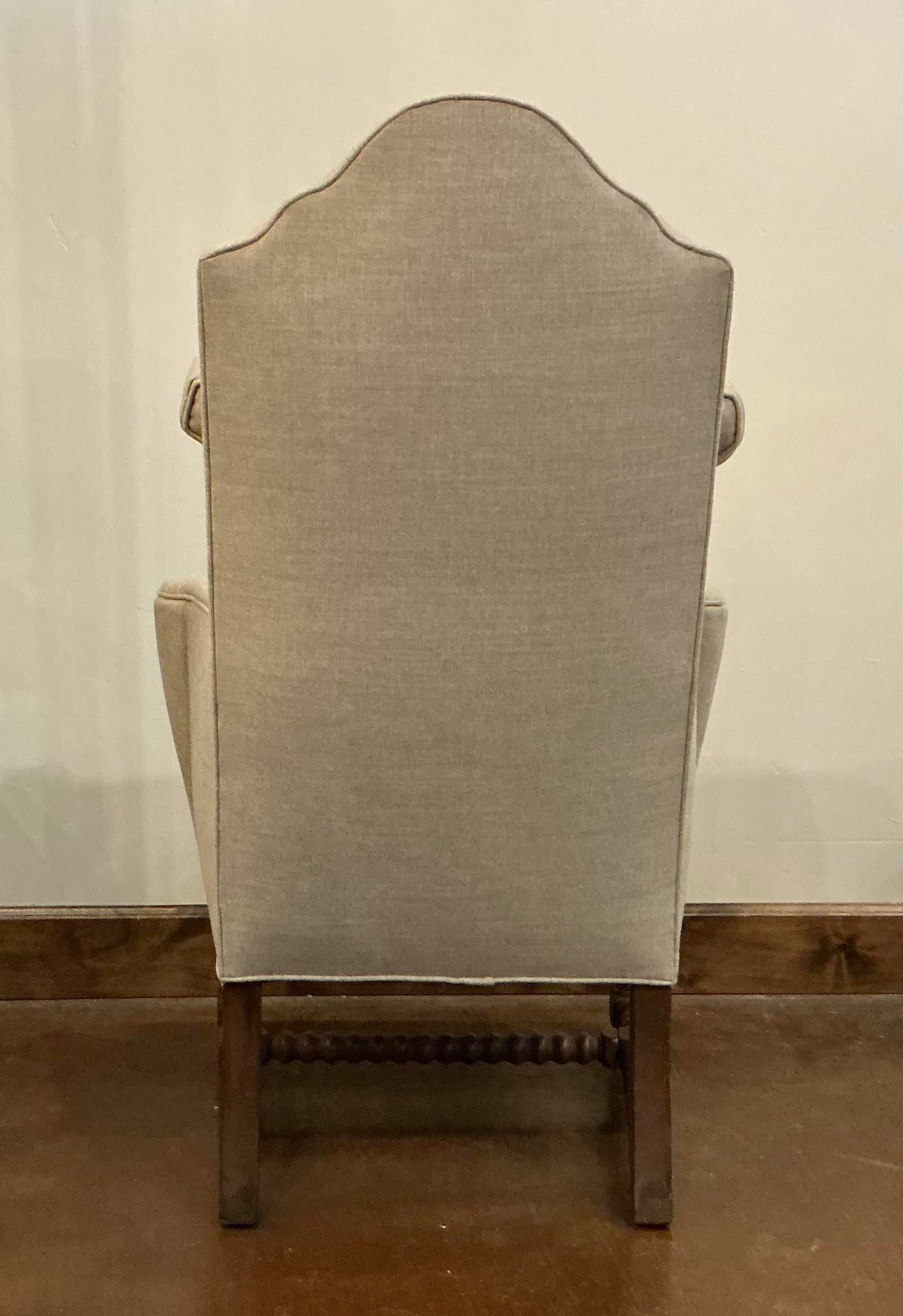 Small Scale Antique Wing Chair With Bobbin Turned Front Legs and Stretcher - 4