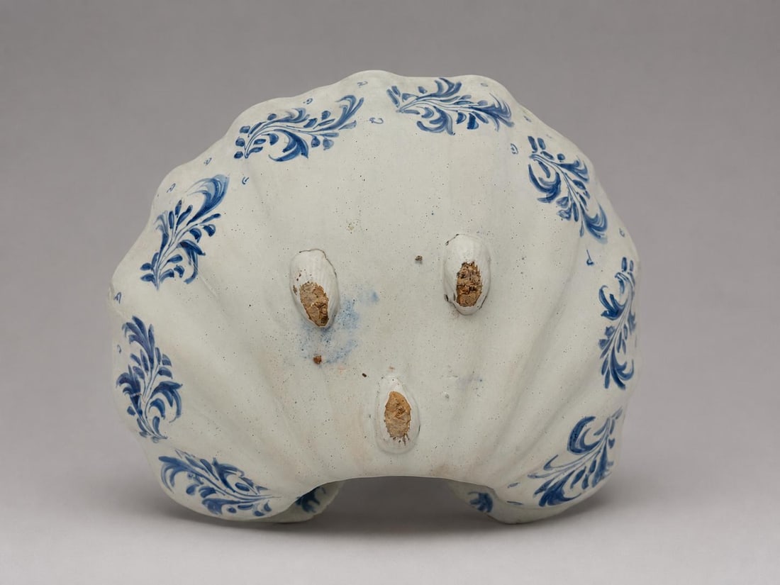 Spanish Tin-Glazed Shell-Form Basin Attr: Puente Del Arzobispo, Toledo 1790-1830 - 11