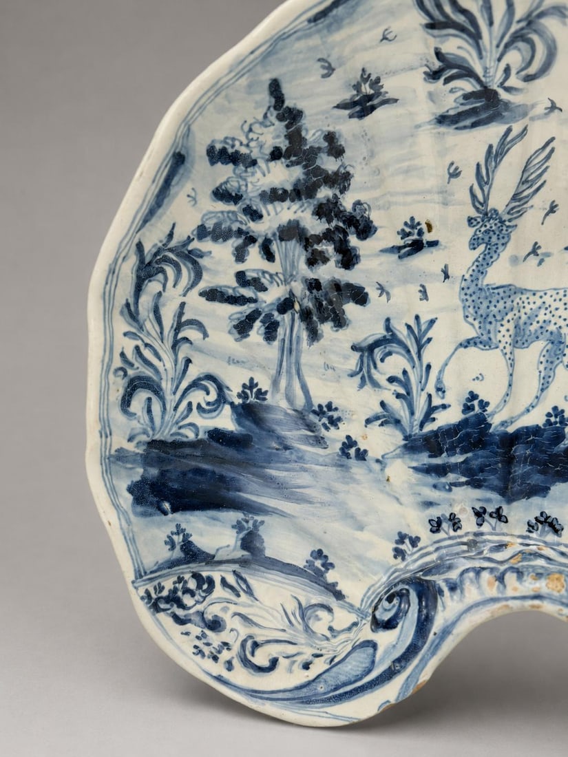 Spanish Tin-Glazed Shell-Form Basin Attr: Puente Del Arzobispo, Toledo 1790-1830 - 6