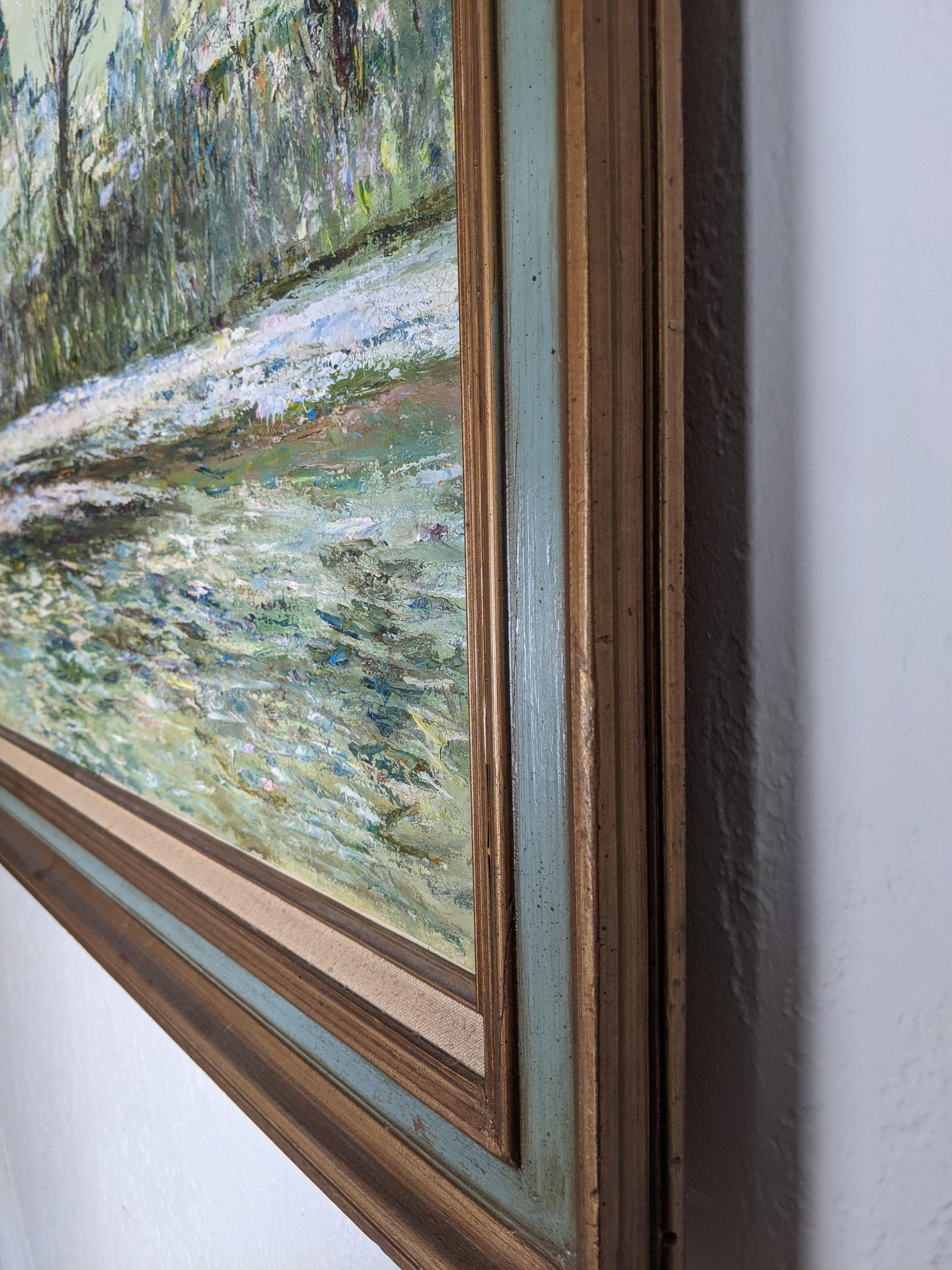 Late 20th Century Large H. Rogers Impressionist Winter Landscape Oil Painting Framed 43x31 in Style - 3
