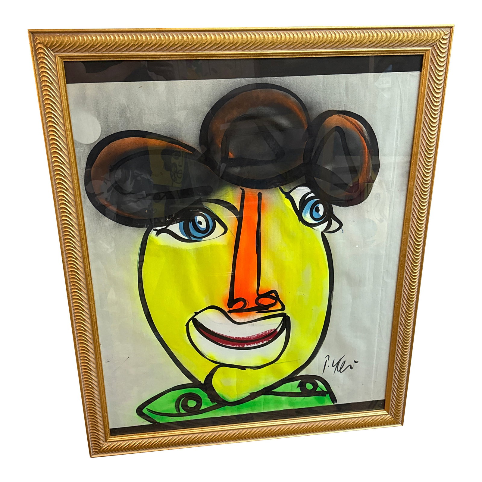 1970s Peter Keil Abstract Portrait Painting My Friend From Palma: Fantastic Original Peter Keil Abstract Portrait Painting. This beautiful piece circa 1970s depicts a colorful portrait and is titled on the back "My Friend from Palma, Peter Keil Berlin. Framed in