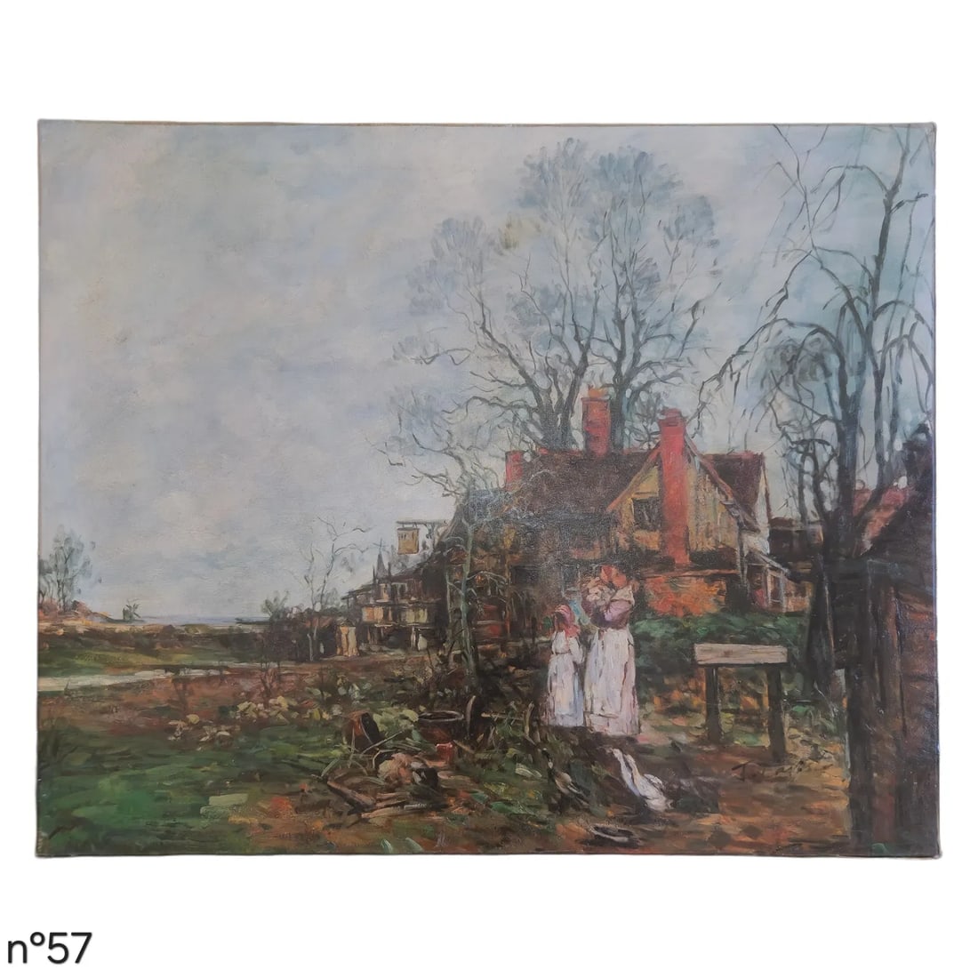Mid-20th Century Signed J. T. Hills - Country Cottage Scene, Oil on Canvas - 2
