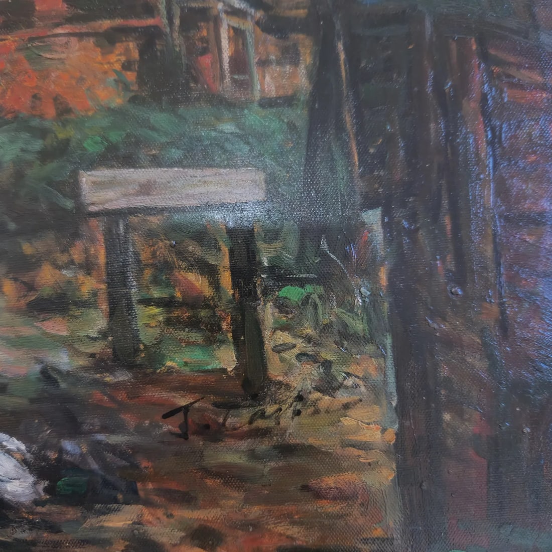 Mid-20th Century Signed J. T. Hills - Country Cottage Scene, Oil on Canvas - 3