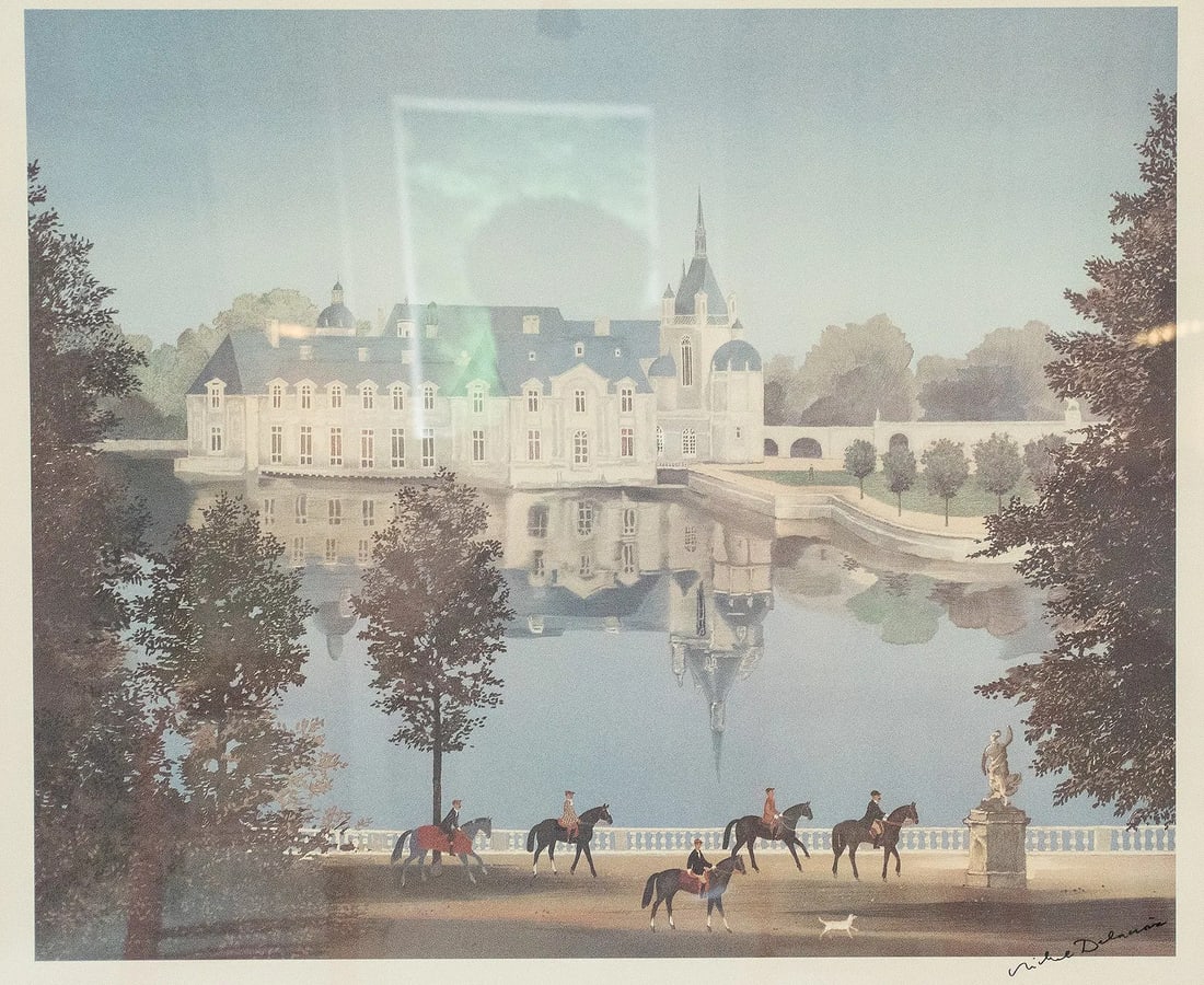 Late 20th Century Michel Delacroix - French Chateau Landscape, Hand-Signed Print - 5
