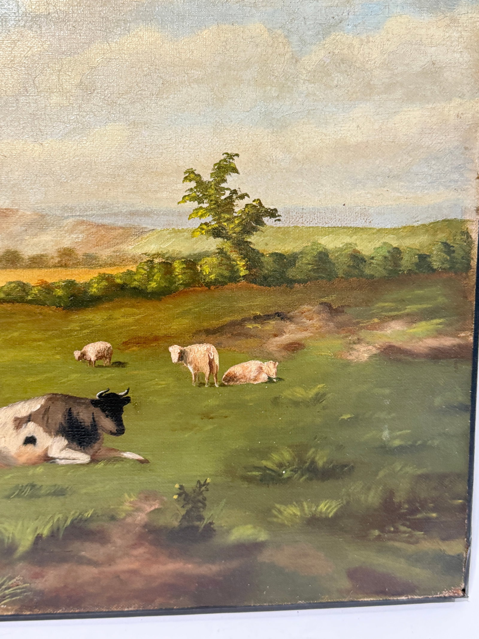 English 19th Century Pastoral Landscape With Cattle & Sheep Grazing - 4