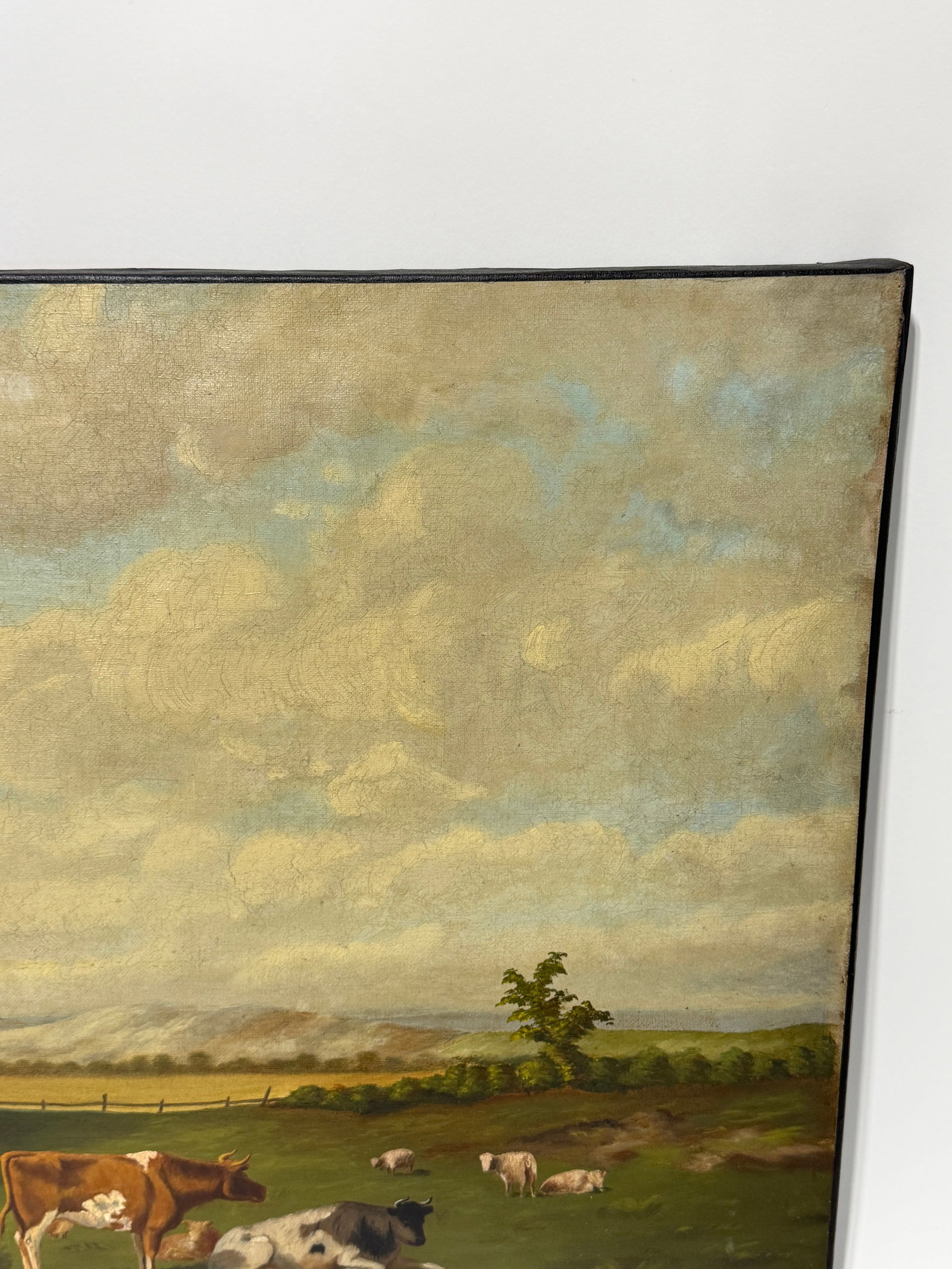 English 19th Century Pastoral Landscape With Cattle & Sheep Grazing - 9