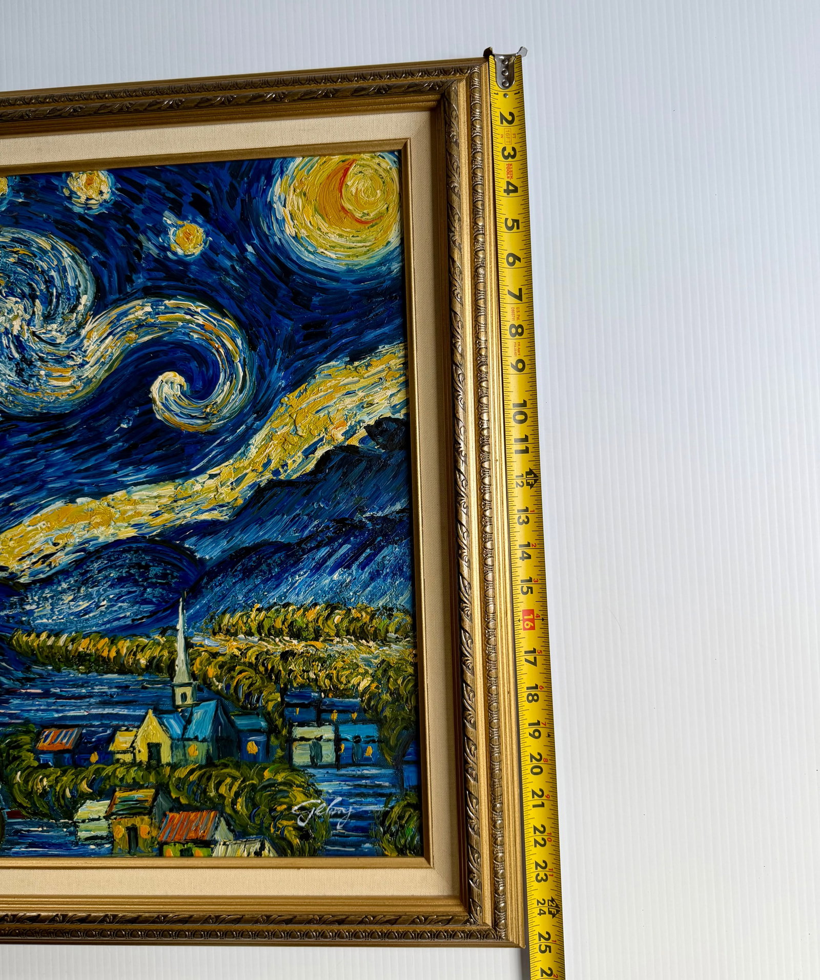 Late 20th Century Oil on Canvas After Van Gogh "The Starry Night" - 15