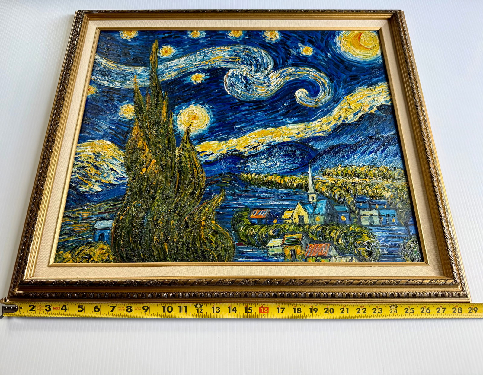 Late 20th Century Oil on Canvas After Van Gogh "The Starry Night" - 16