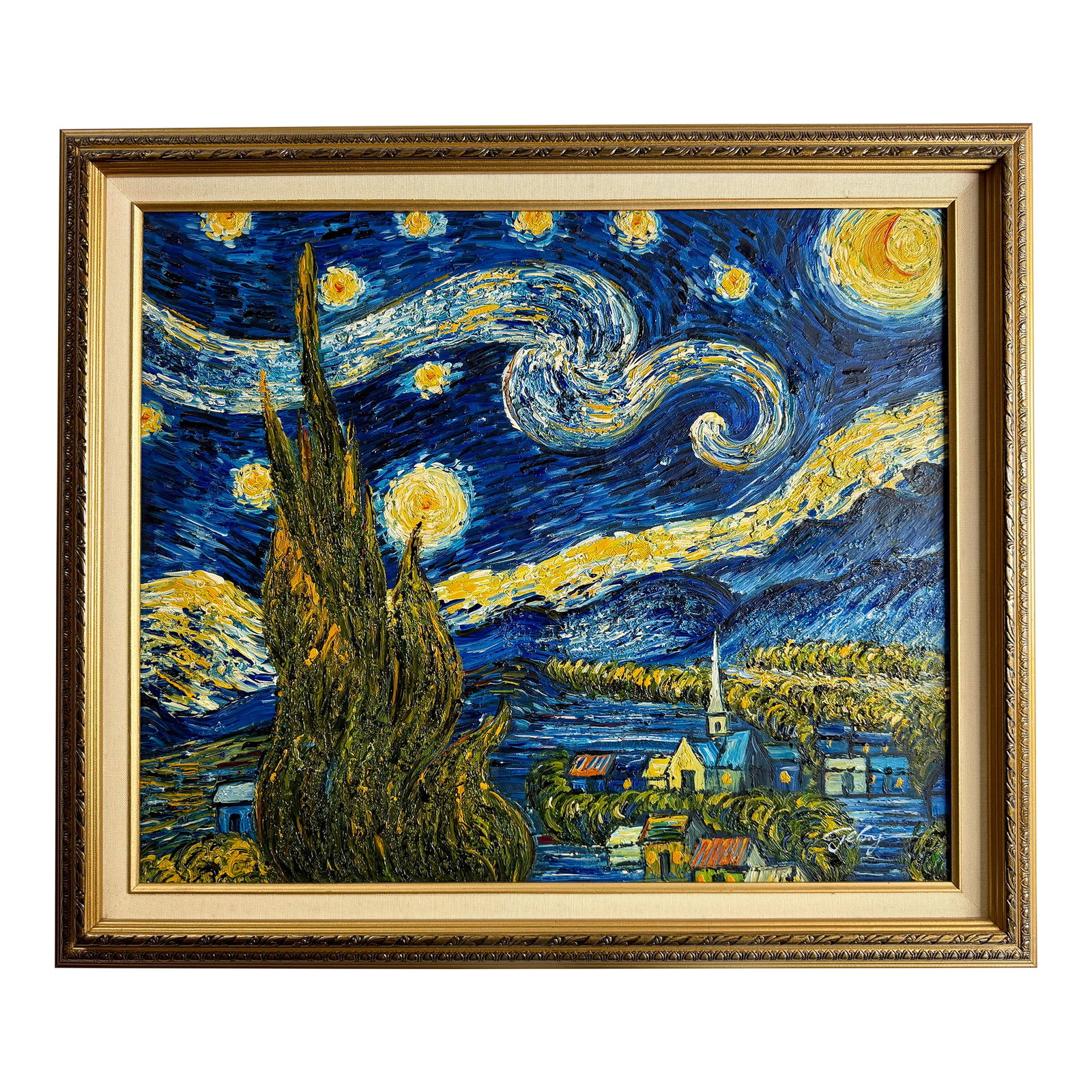Late 20th Century Oil on Canvas After Van Gogh "The Starry Night" (1 of 16)