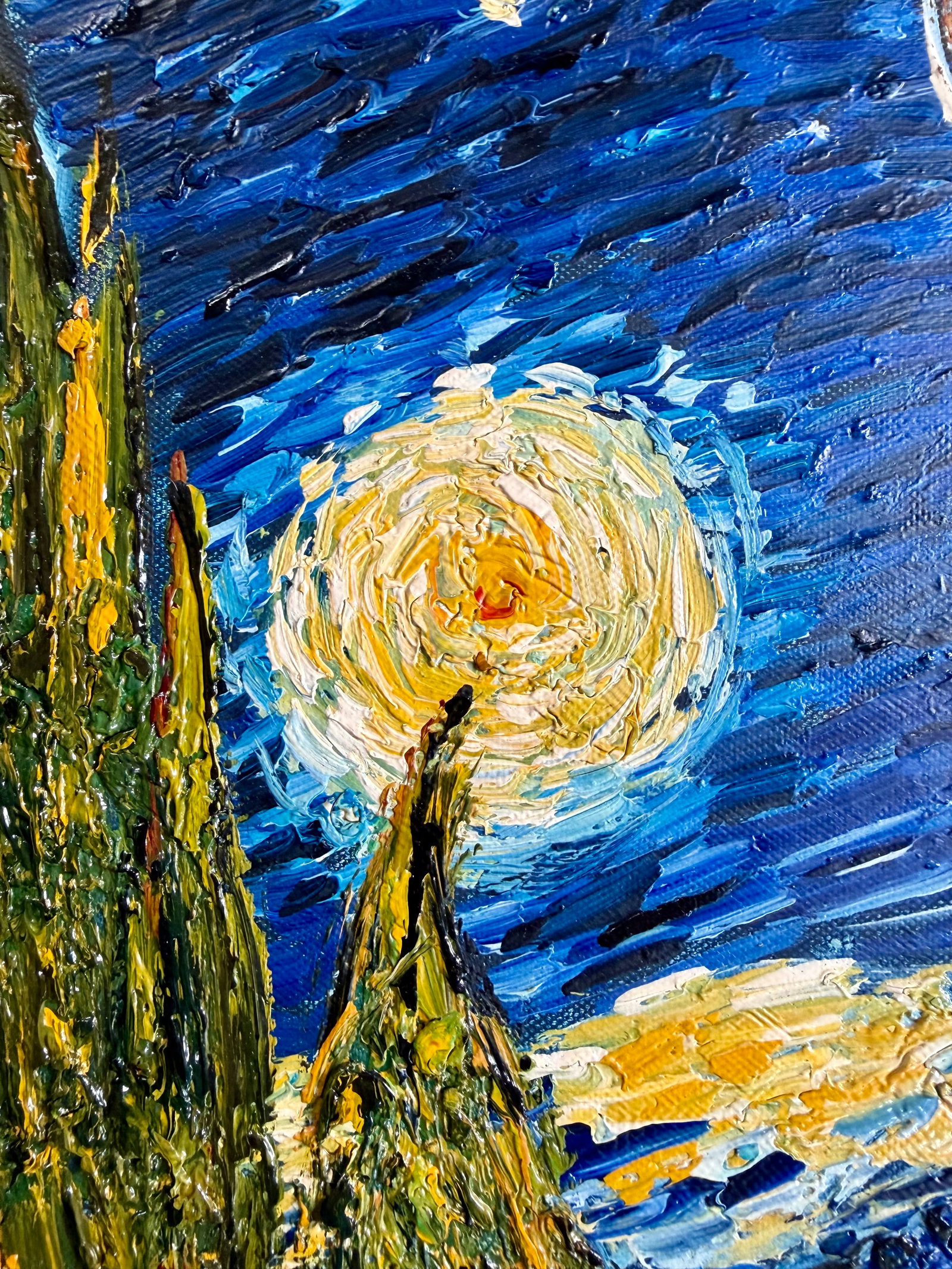 Late 20th Century Oil on Canvas After Van Gogh "The Starry Night" - 3