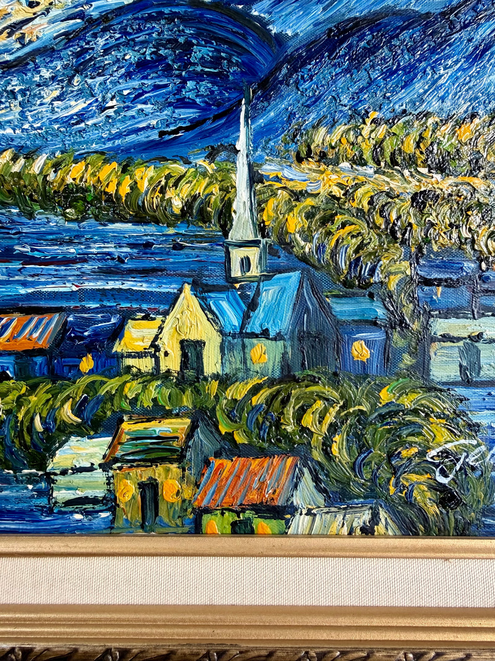 Late 20th Century Oil on Canvas After Van Gogh "The Starry Night" - 4