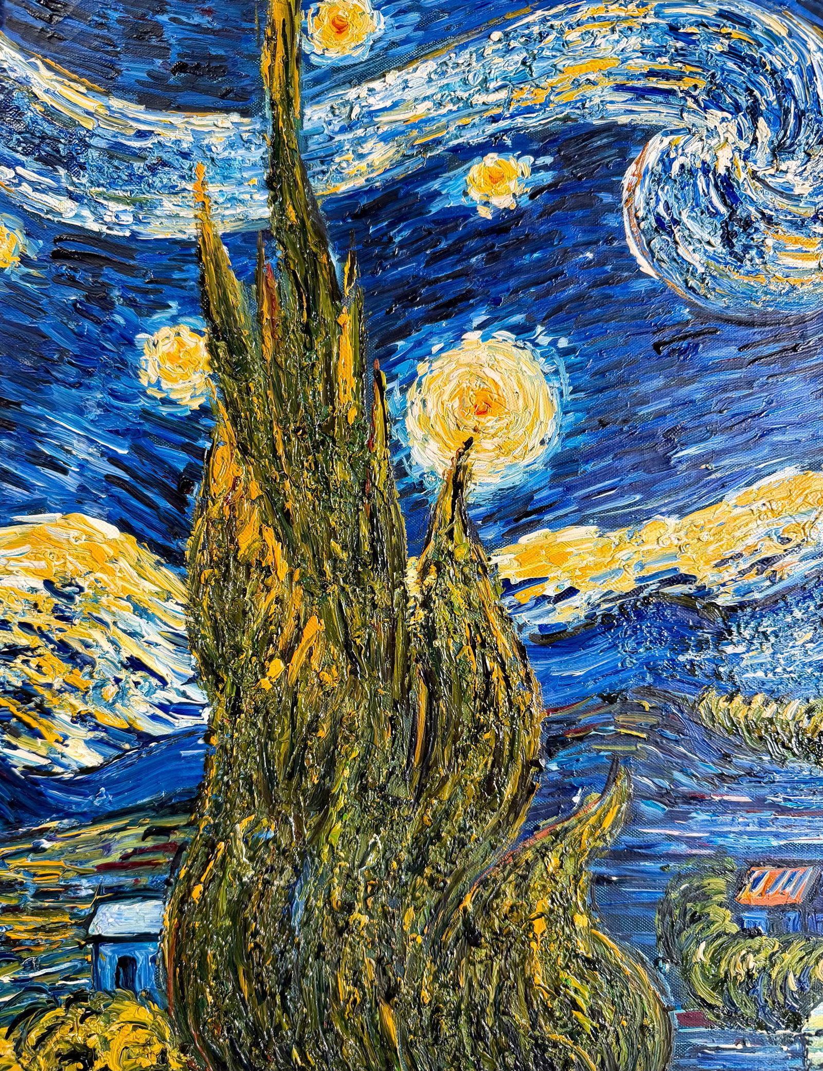 Late 20th Century Oil on Canvas After Van Gogh "The Starry Night" - 5