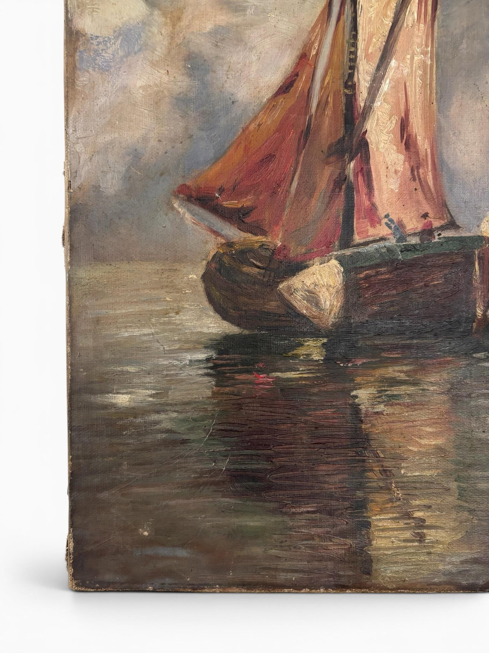Original Antique English Maritime Oil Painting Circa Early 1900's - 4