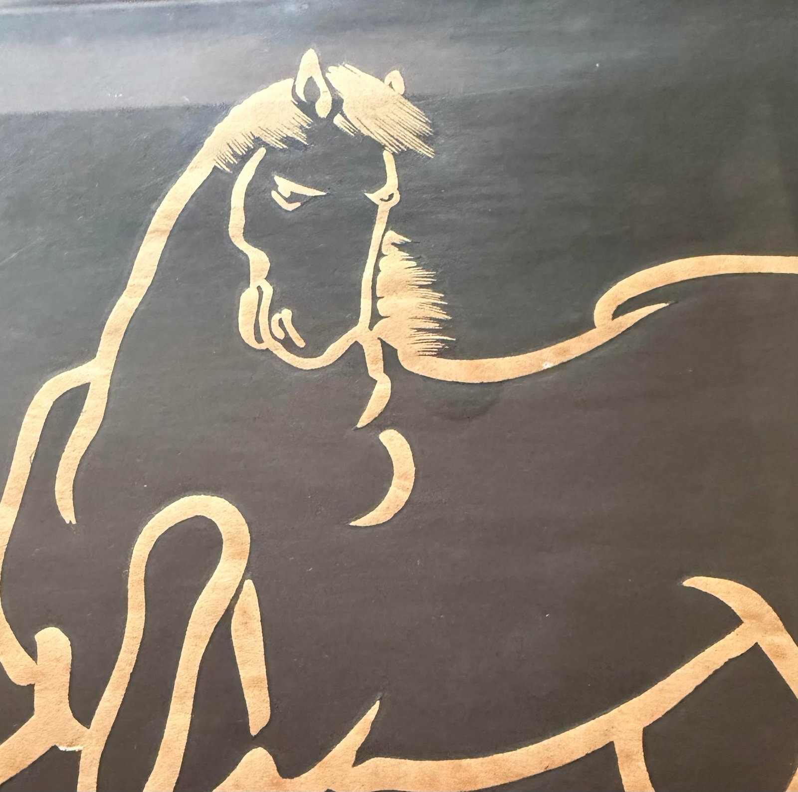 Mid Century Sonan Noda Japanese Woodblock Signed, Framed Portrait of a Horse - 2